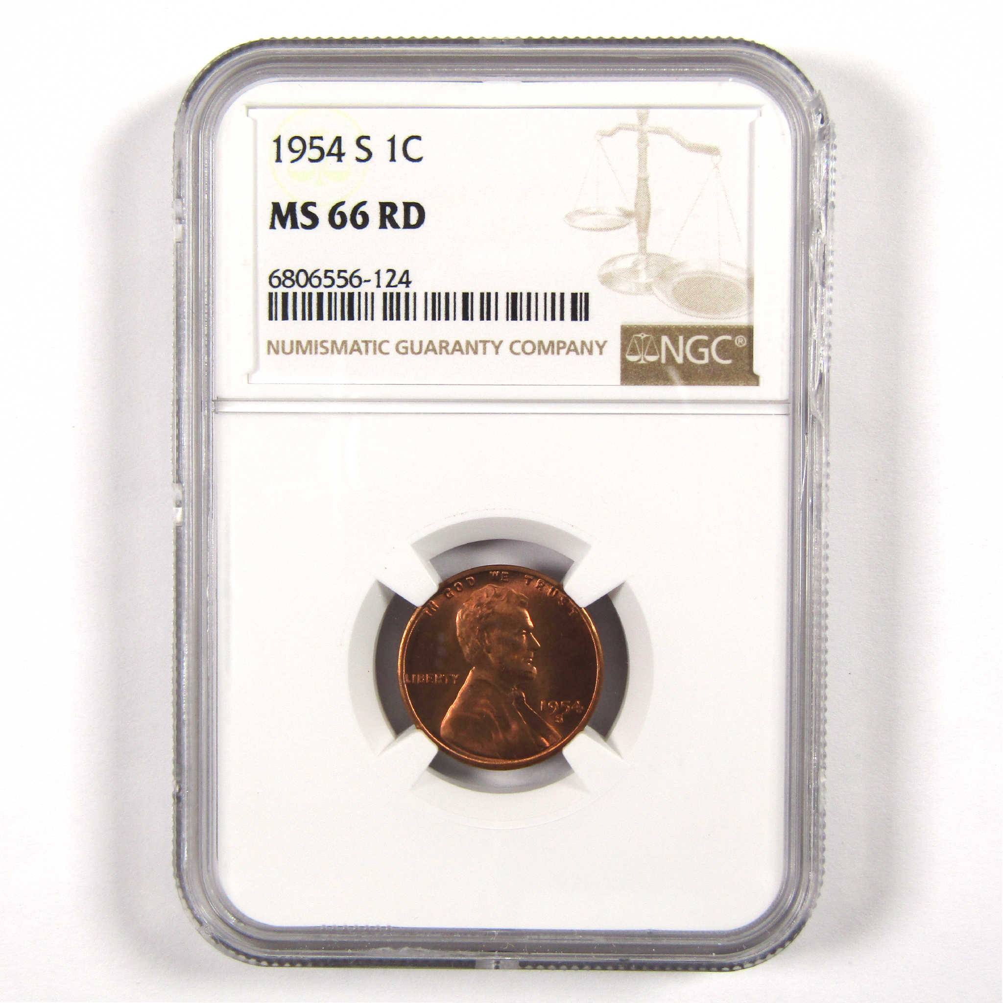 1954 S Lincoln Wheat Cent MS 66 RD NGC Penny 1c Unc SKU:I11575