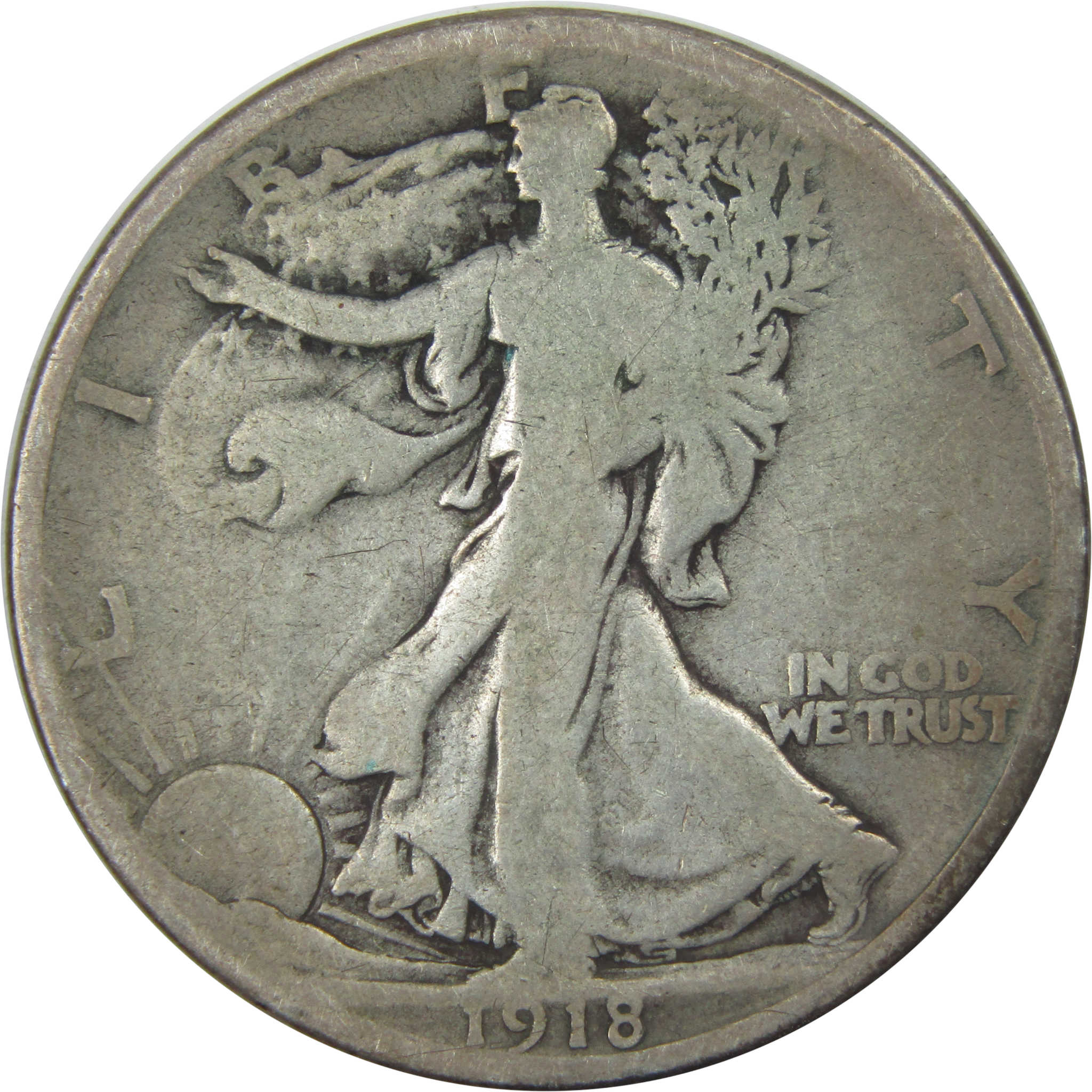 1918 D Liberty Walking Half Dollar VG Very Good Silver 50c SKU:I15273