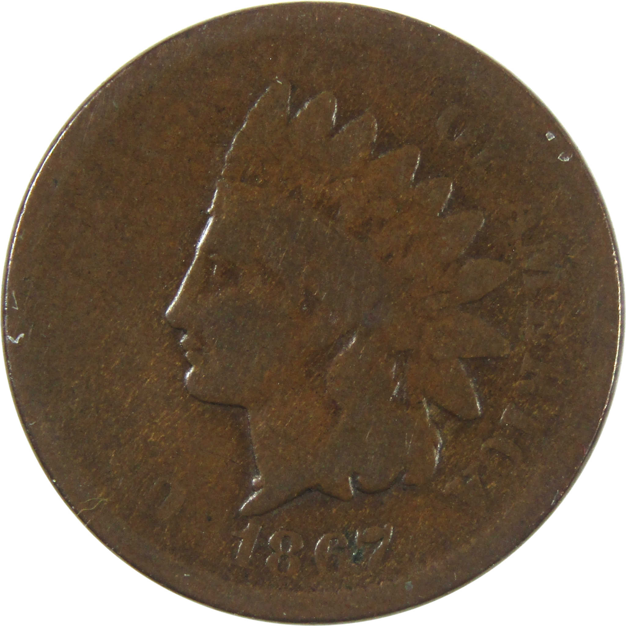 1867 Indian Head Cent AG About Good Penny 1c Coin SKU:I14907