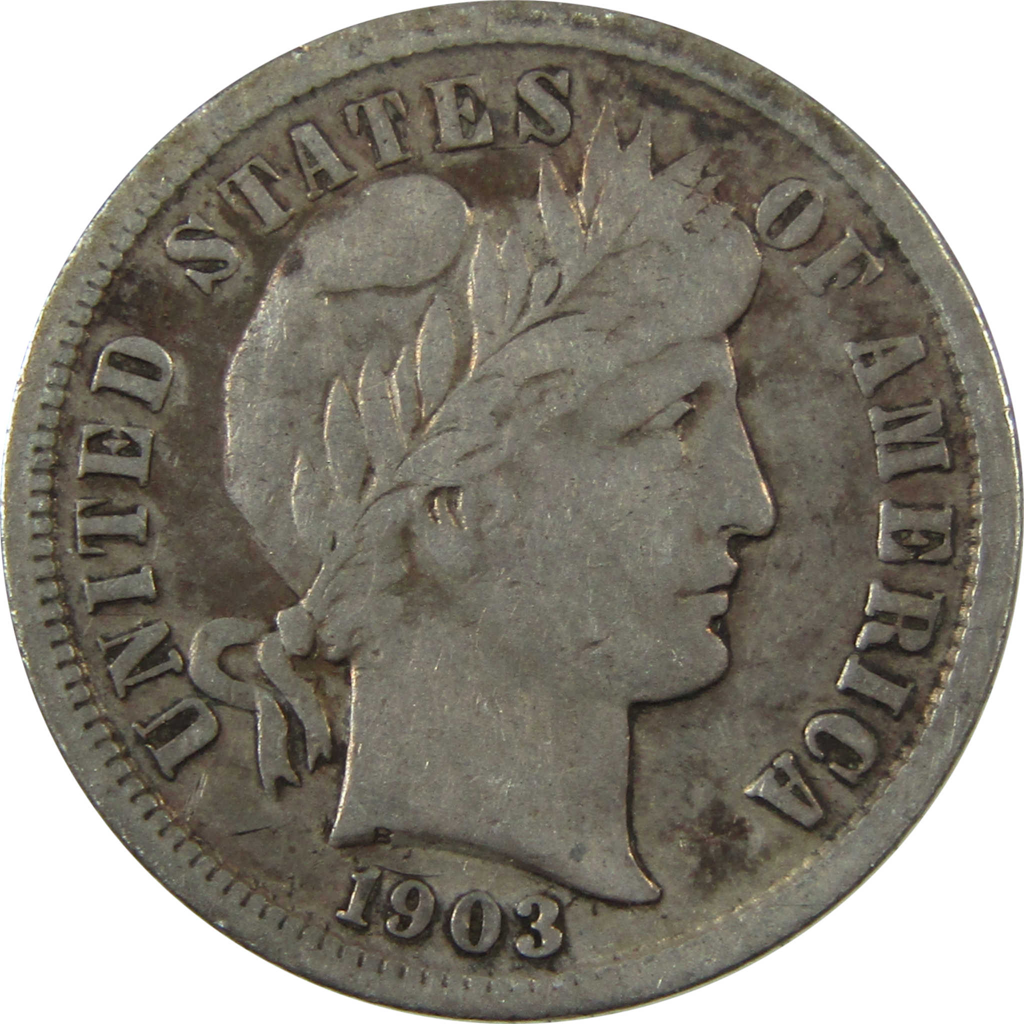 1903 Barber Silver Dime F Fine 10c Coin Collectible SKU:CP1337