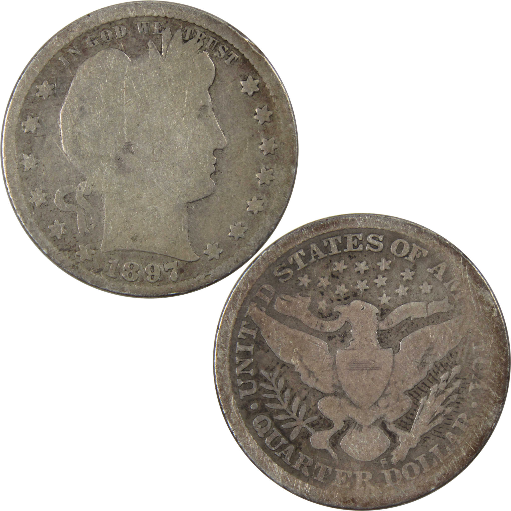 1897 S Barber Quarter AG About Good 90% Silver 25c Coin SKU:I6265
