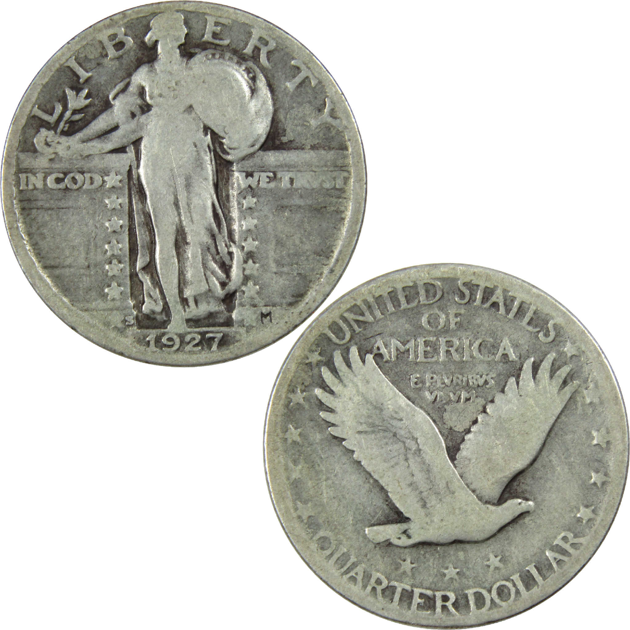 1927 S Standing Liberty Quarter G Good Silver 25c Coin SKU:I12152