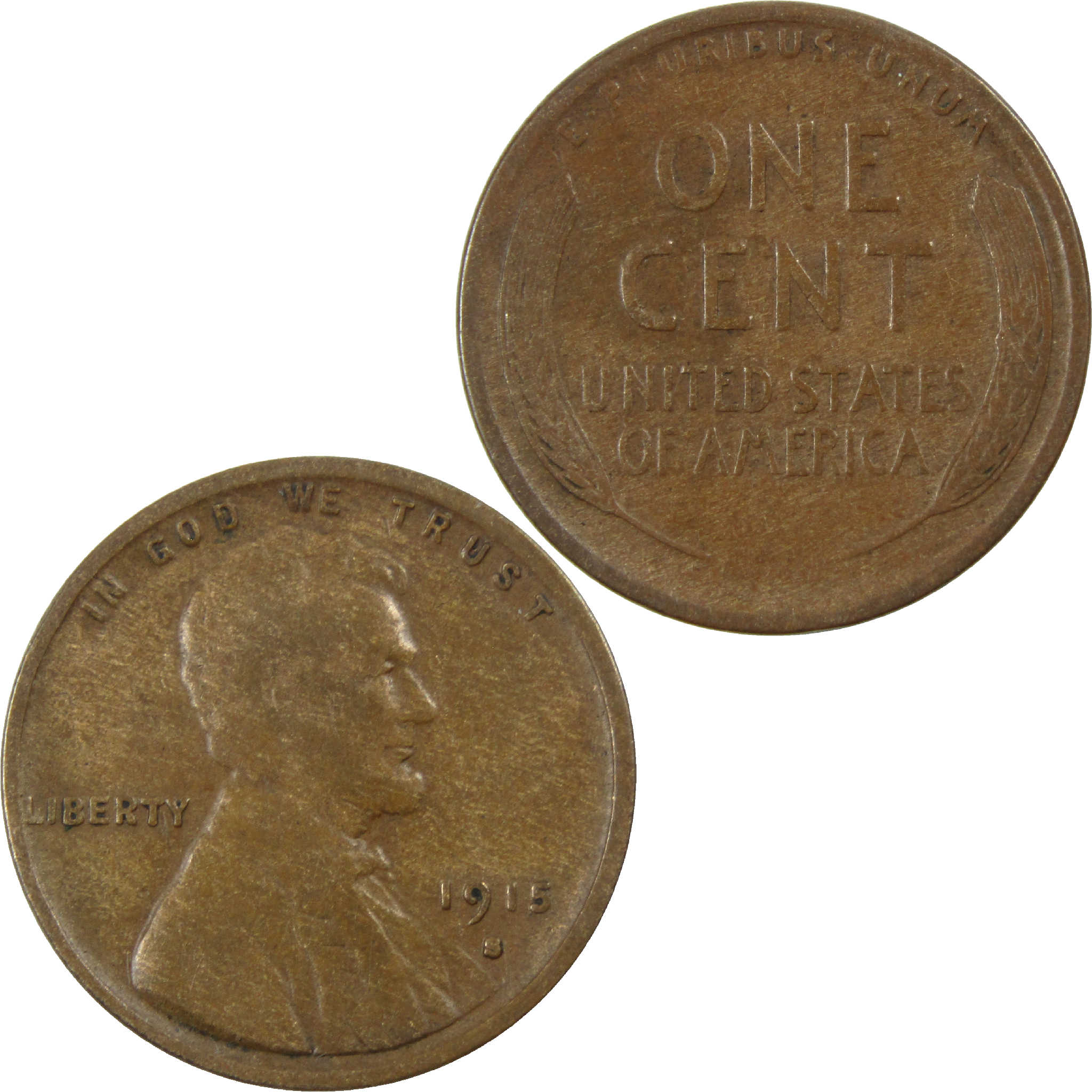 1915 S Lincoln Wheat Cent F Fine Penny 1c Coin SKU:I12169