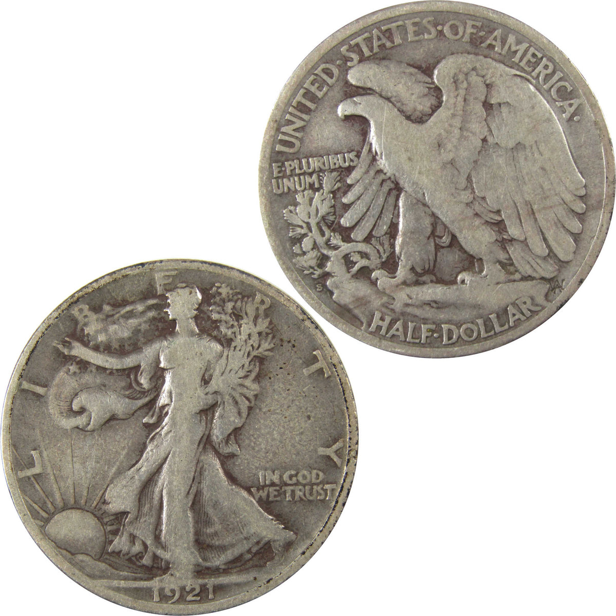 1921 S Liberty Walking Silver Half Dollar VG Very Good Coin SKU:I22777