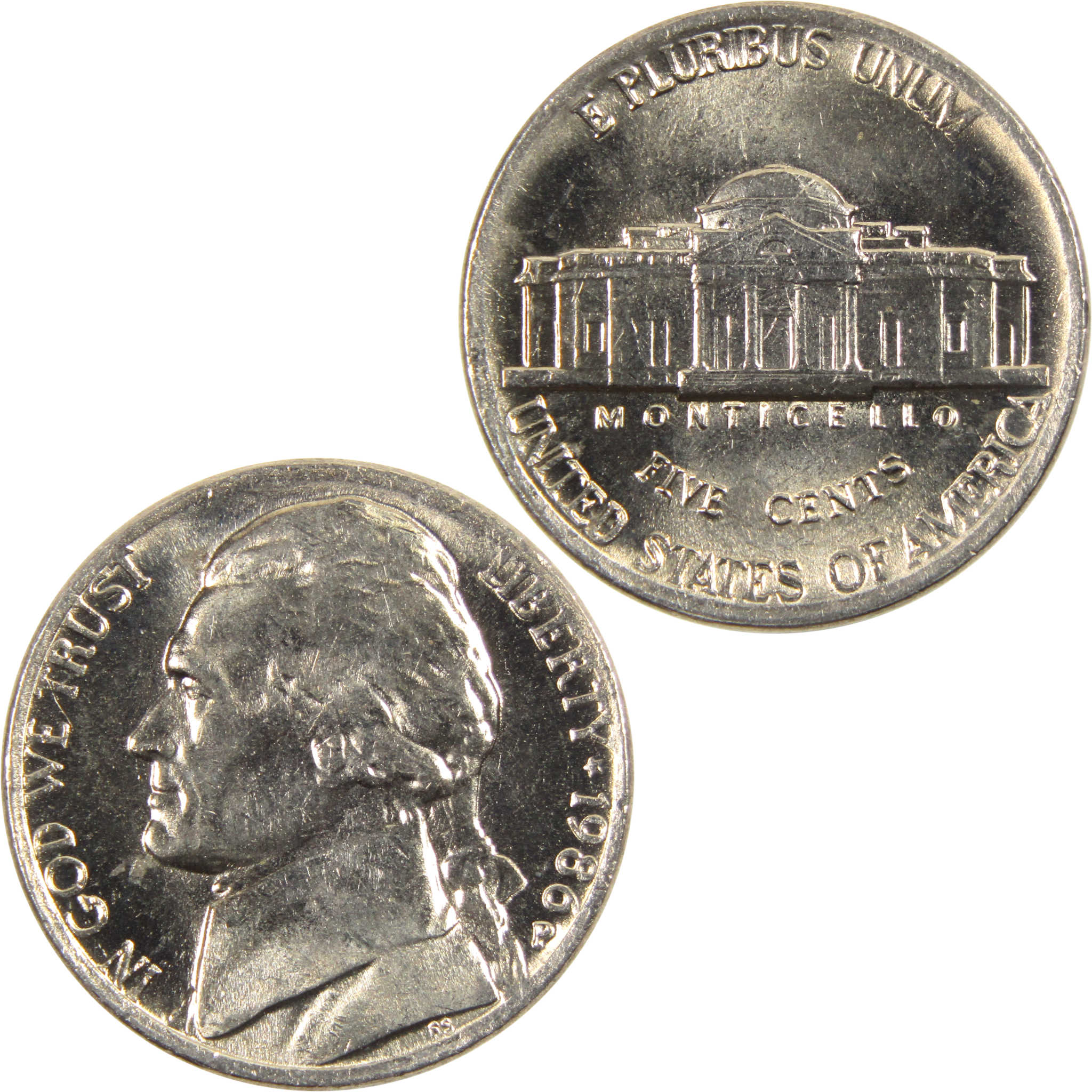 1986 P Jefferson Nickel BU Uncirculated 5c Coin