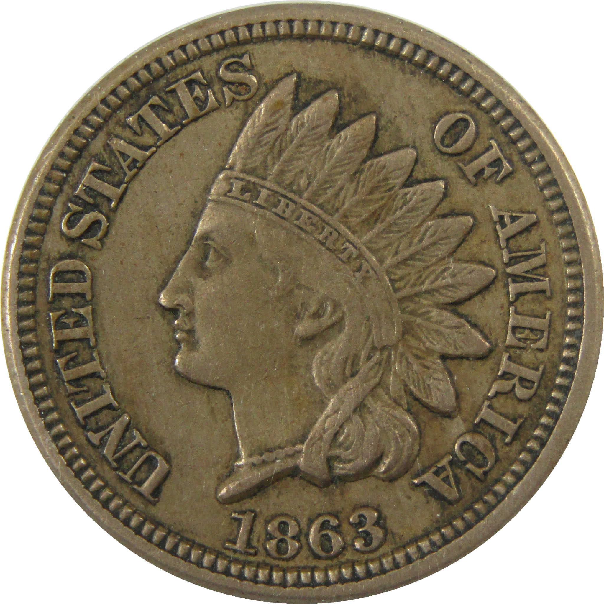 1863 Indian Head Cent AU 50 Details ANACS Penny 1c Coin SKU:I28060