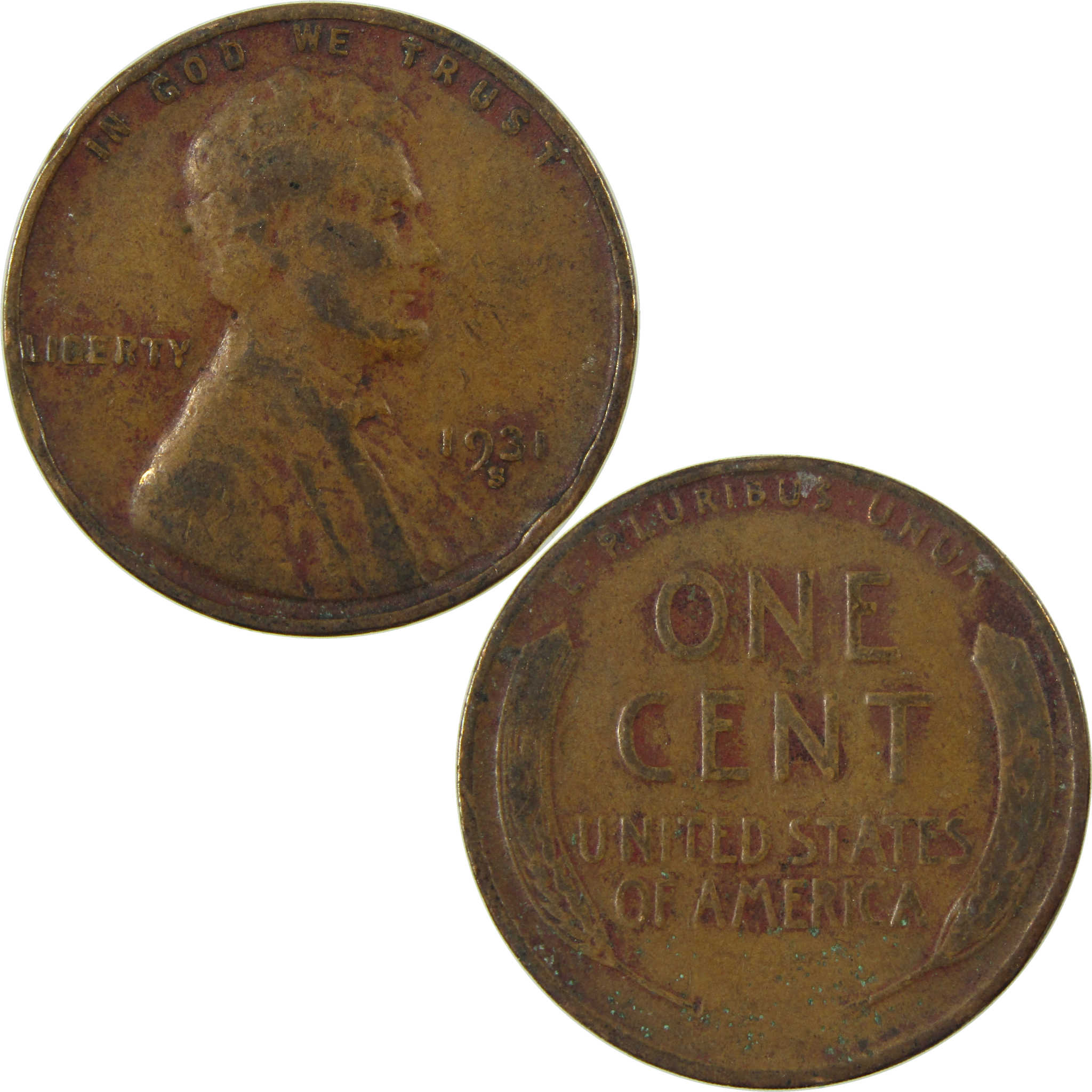 1931 S Lincoln Wheat Cent F Fine Details Penny 1c Coin SKU:I26877