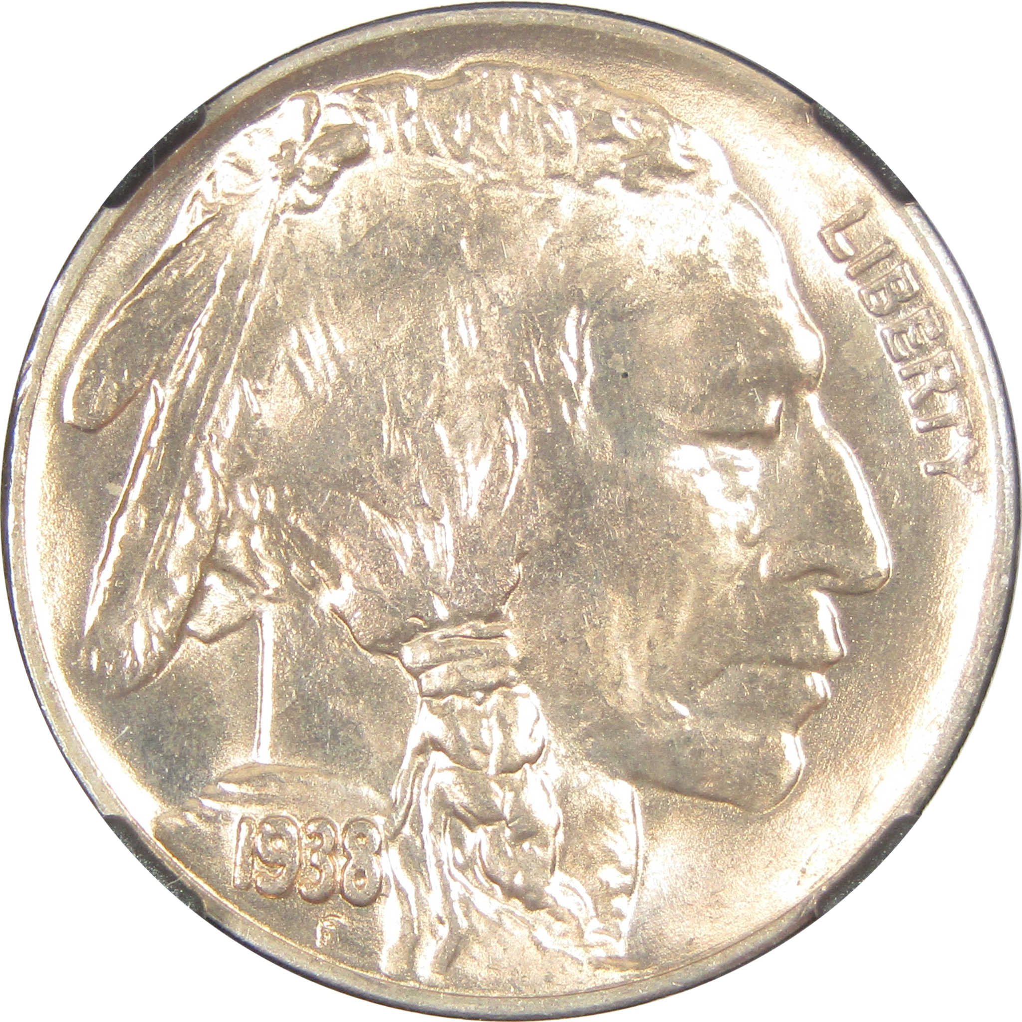 1938 D Buffalo Nickel MS 66 NGC 5c Original Bag Fragment SKU:I14581