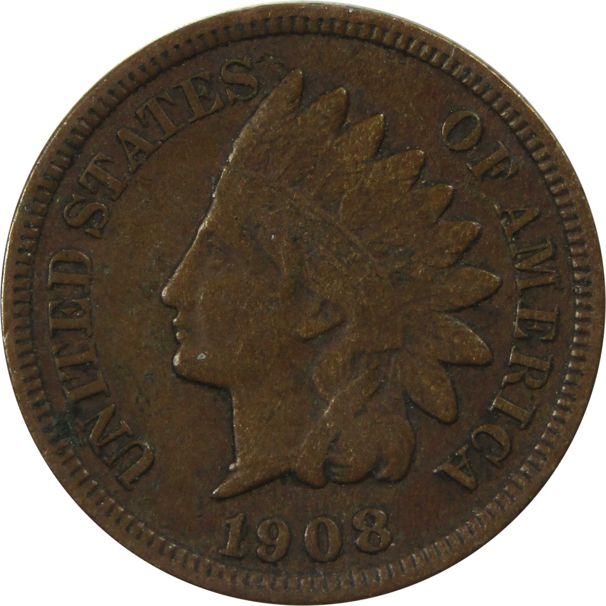 1908 S Indian Head Cent VF Very Fine Details Penny 1c Coin SKU:I13644