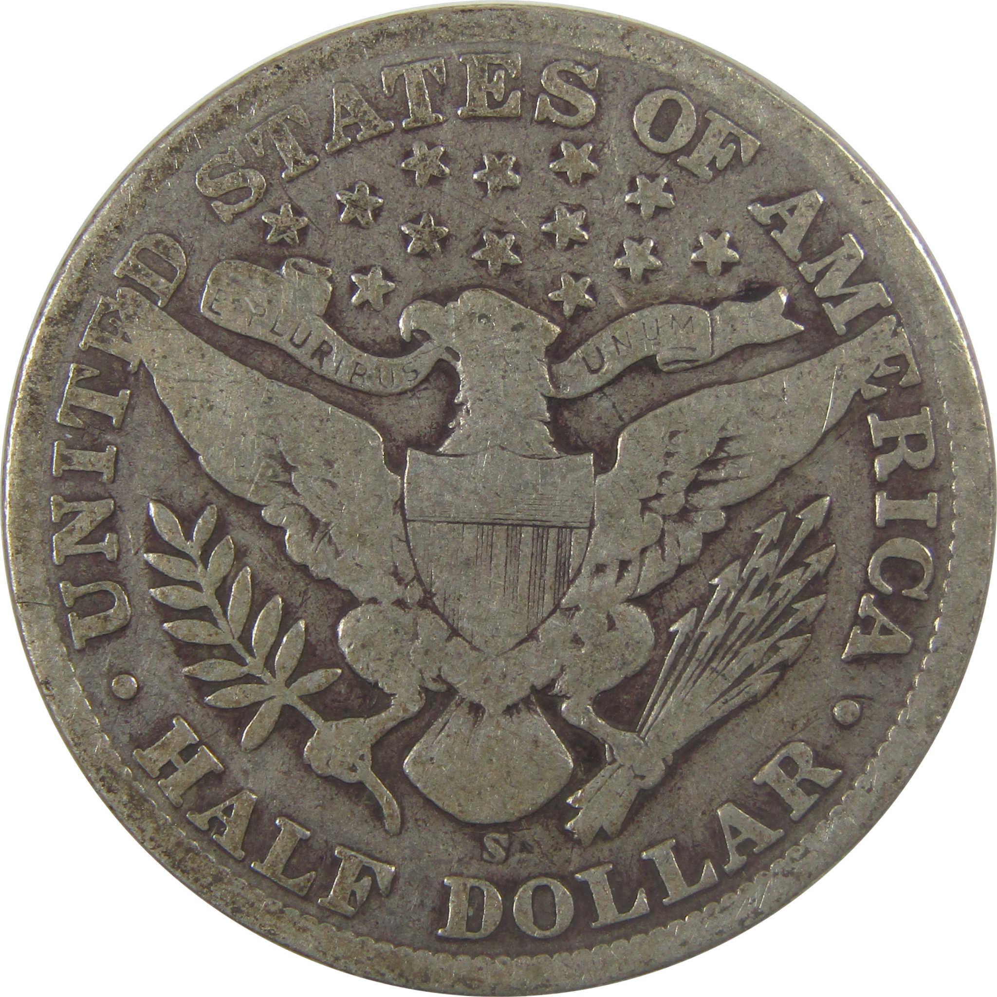 1909 S Barber Silver Half Dollar F Fine 50c Coin SKU:I25227