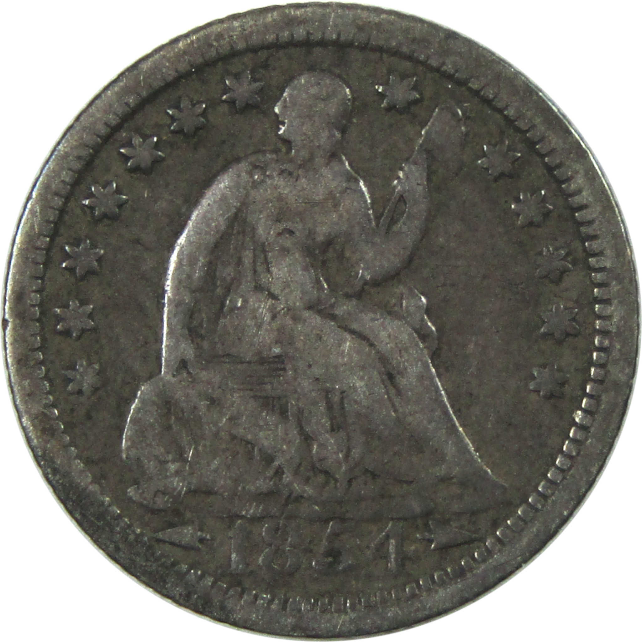 1854 Seated Liberty Half Dime G Good Silver 5c Coin SKU:I13980