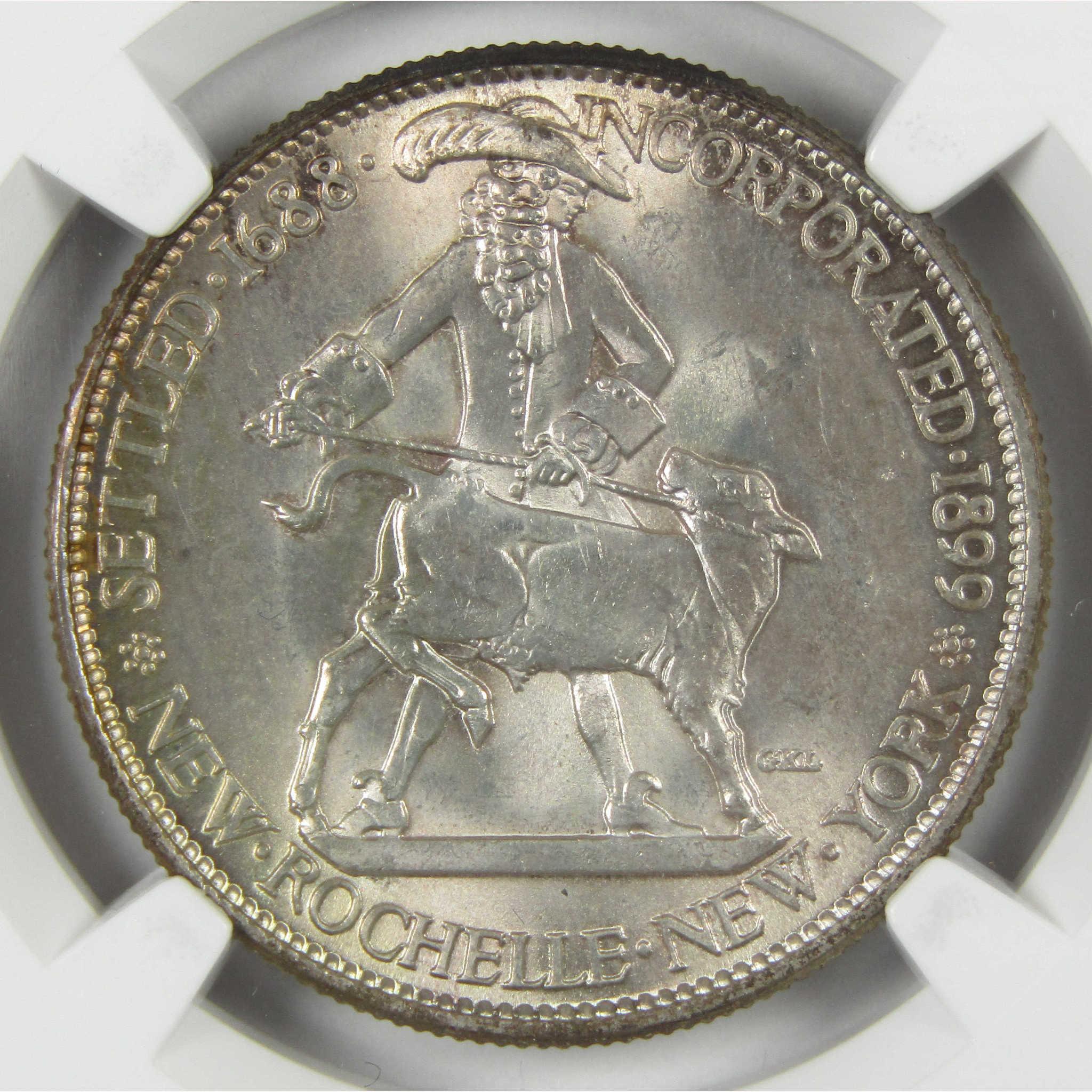 1938 New Rochelle New York Commemorative Silver Half Dollar MS 64 NGC