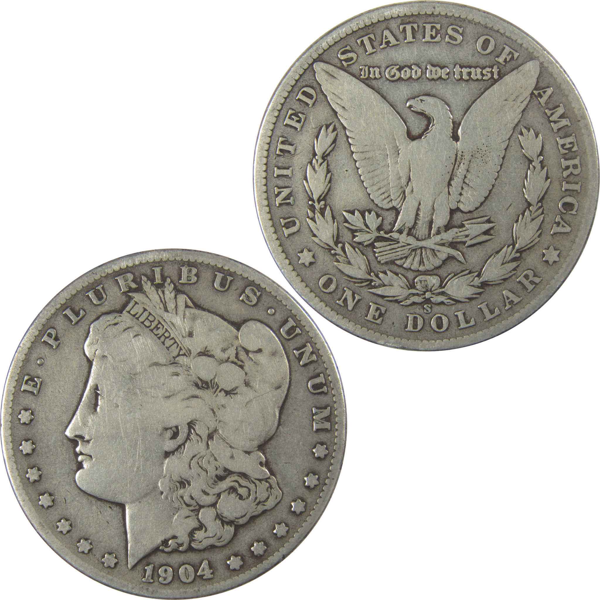 1904 S Morgan Dollar VG Very Good Silver $1 Coin SKU:CPC1070 - Morgan coin - Morgan silver dollar - Morgan silver dollar for sale - Profile Coins &amp; Collectibles