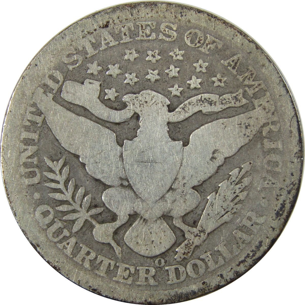 1896 O Barber Silver Quarter AG About Good Details 25c Coin SKU:I28536