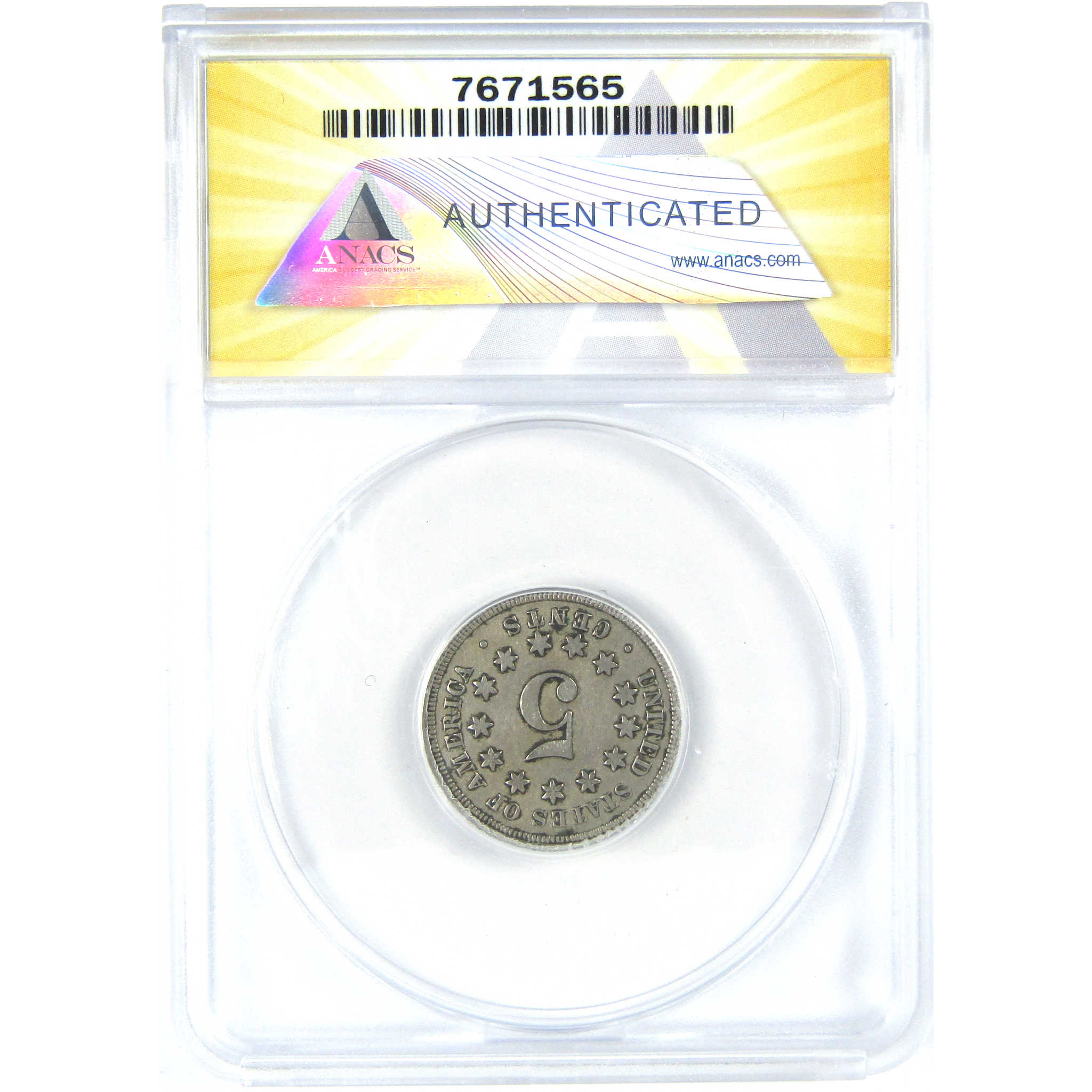 1867 No Rays Shield Nickel VF 25 ANACS 5c Coin SKU:I16272