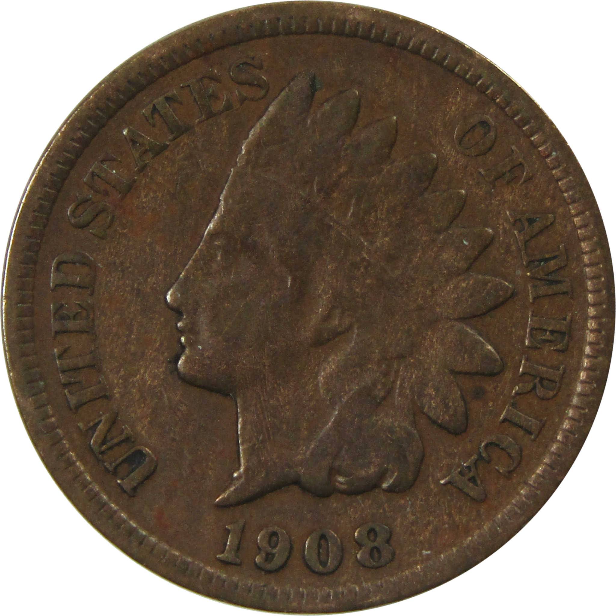 1908 S Indian Head Cent VG Very Good Details Penny 1c Coin SKU:I13655