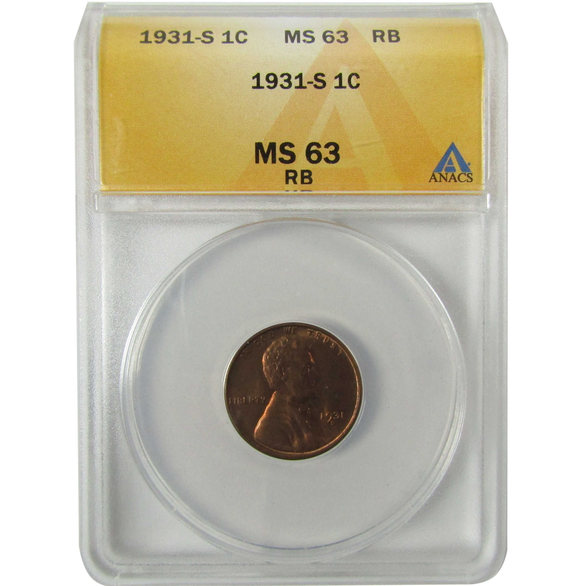 1931 S Lincoln Wheat Cent MS 63 RB ANACS Penny 1c Coin SKU:I28429