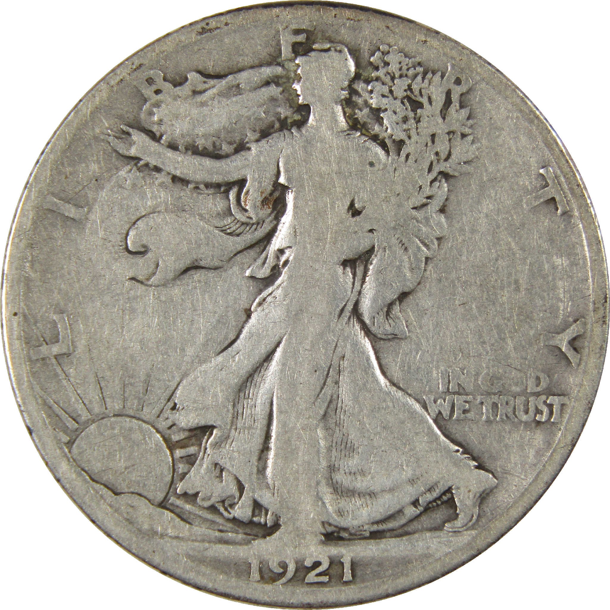 1921 S Liberty Walking Half Dollar VG Very Good Silver 50c SKU:I11636