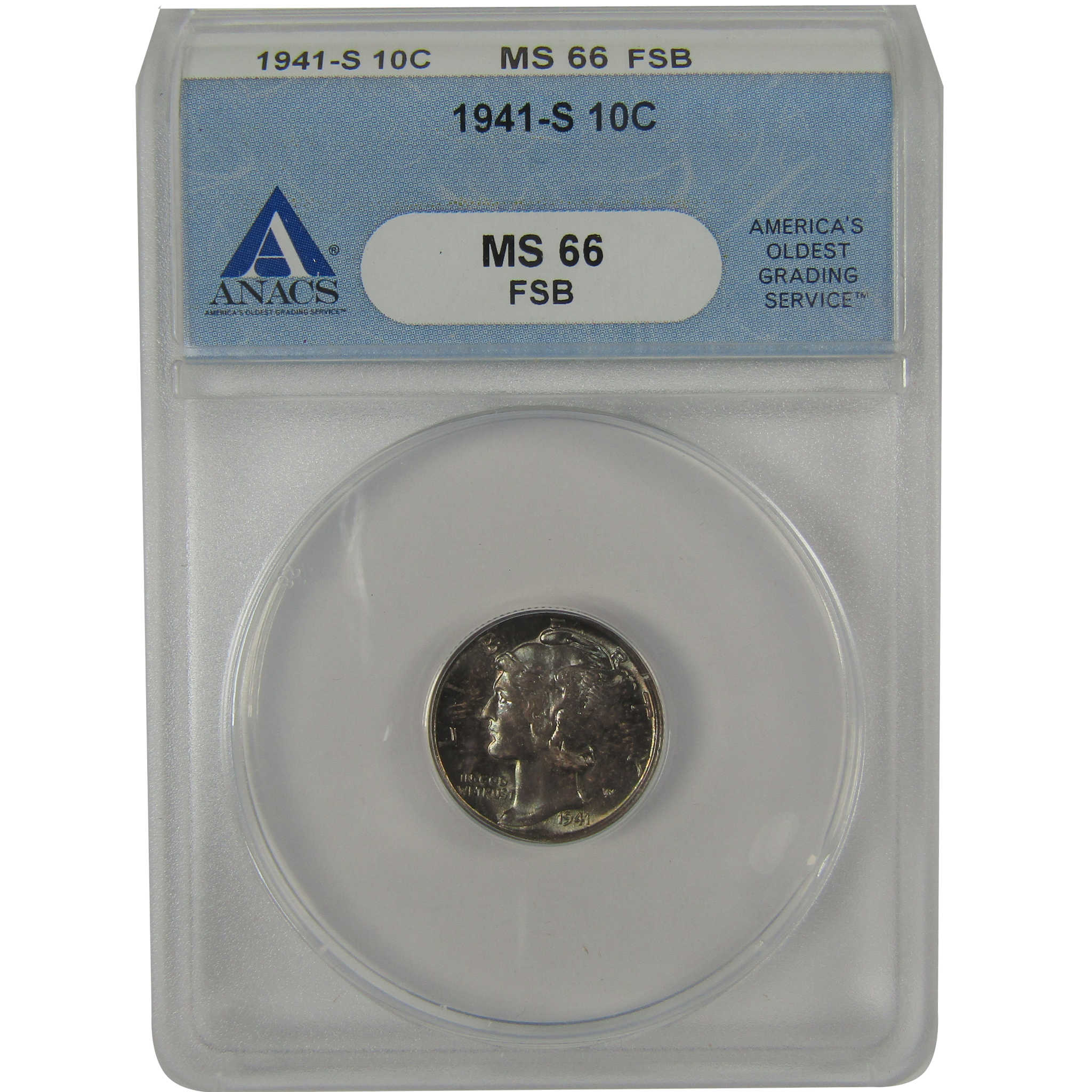 1941 S Mercury Dime MS 66 FSB ANACS Silver Uncirculated SKU:I23101