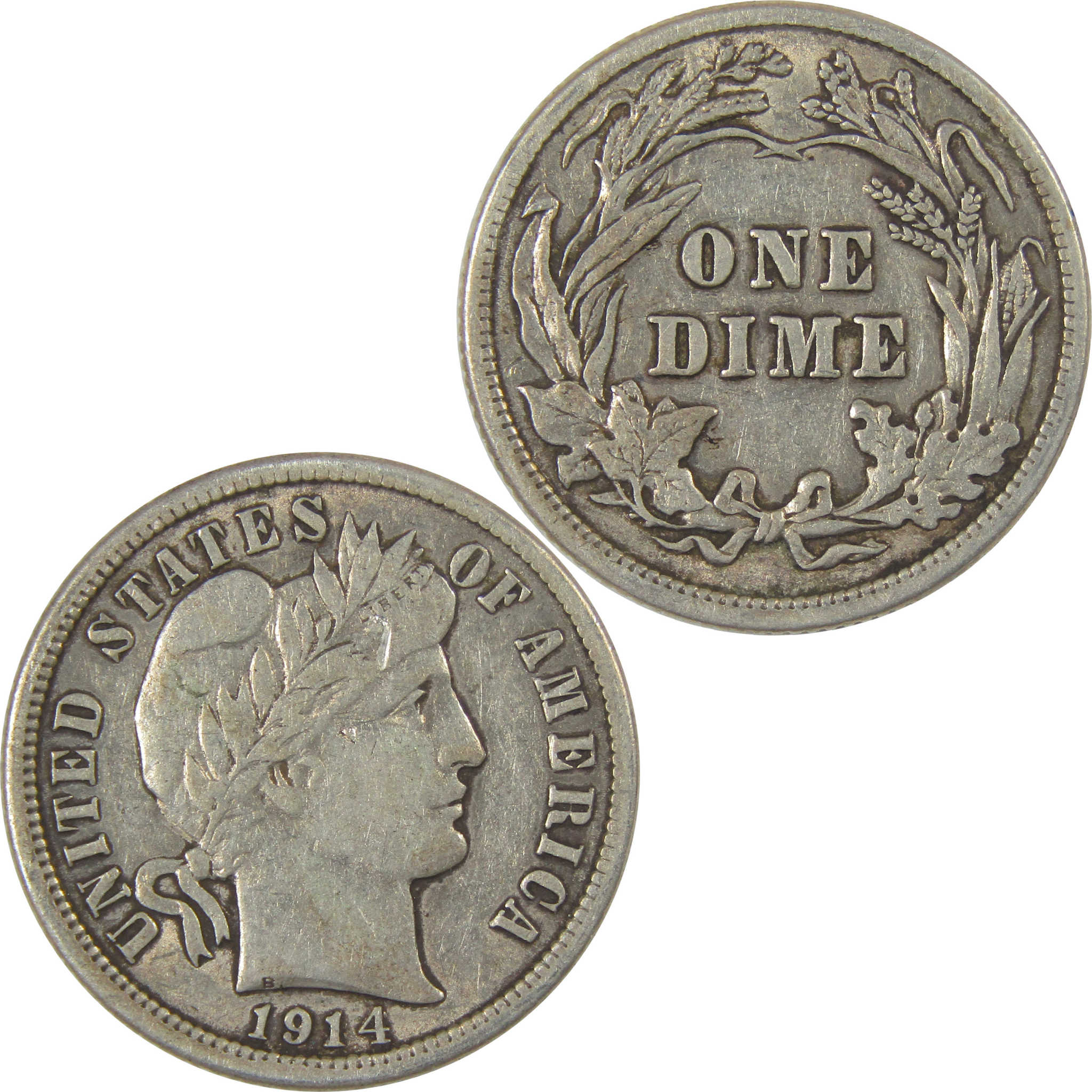 1914 Barber Dime XF EF Extremely Fine Silver 10c Coin SKU:I23842