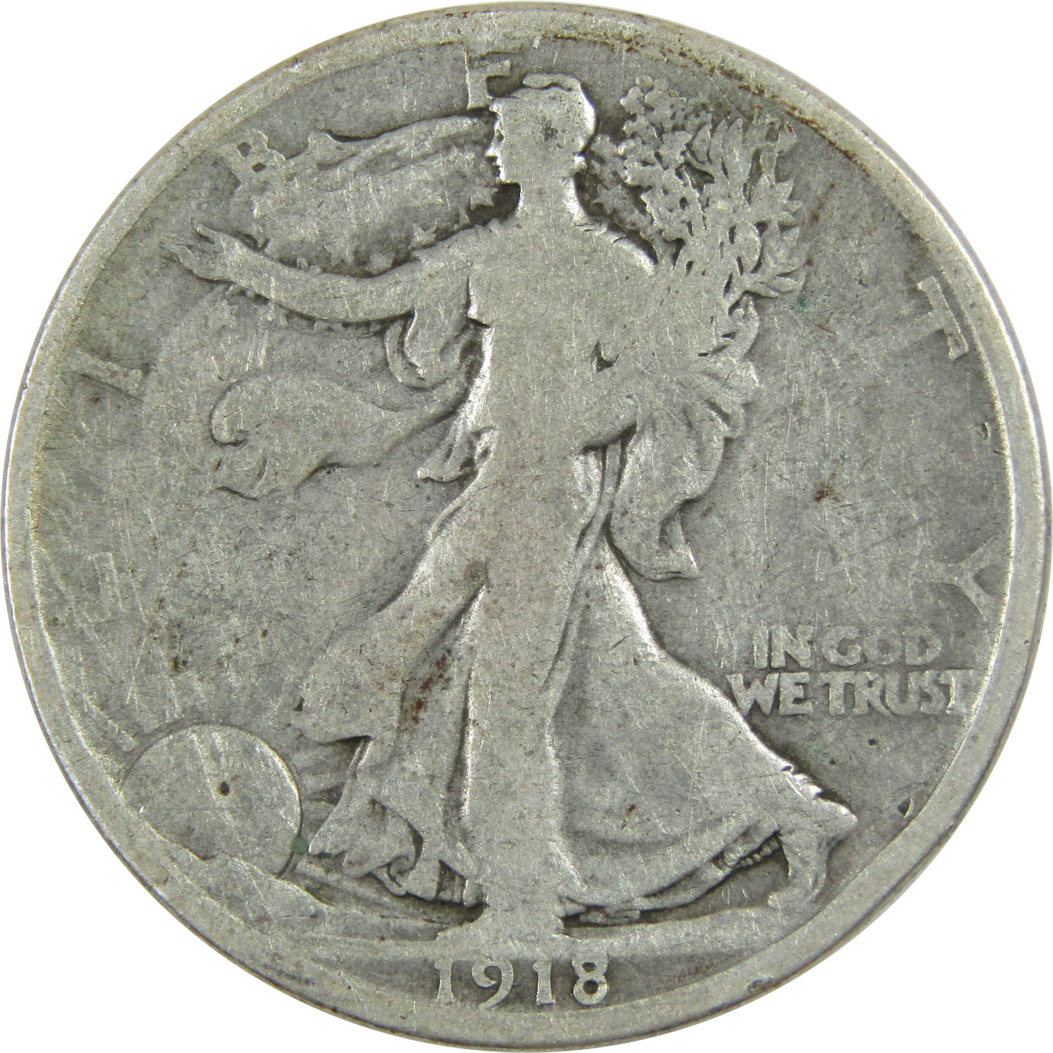 1918 D Liberty Walking Half Dollar G Good Silver 50c Coin SKU:I13045