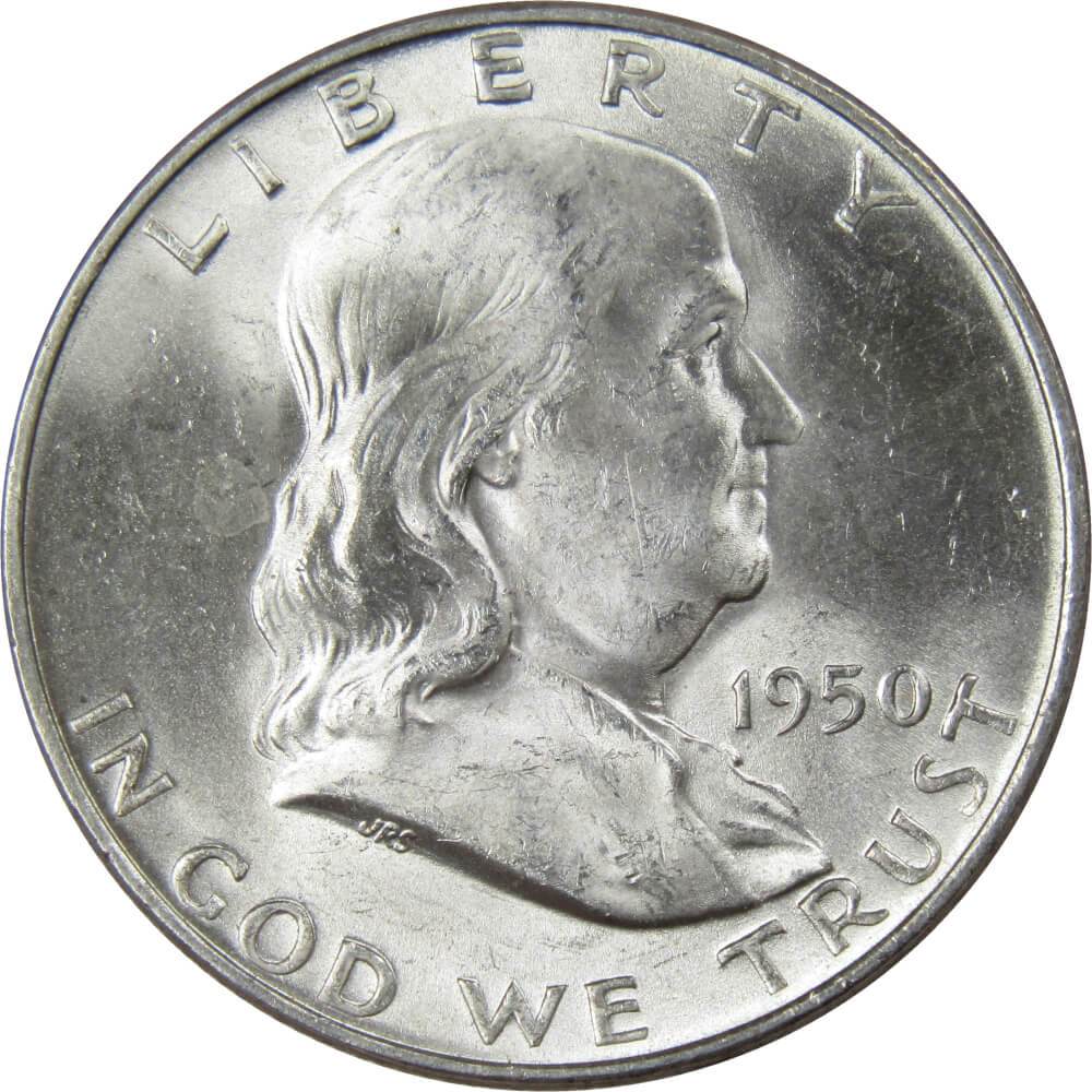 1950 D Franklin Half Dollar BU Uncirculated Mint State 90% Silver 50c US Coin