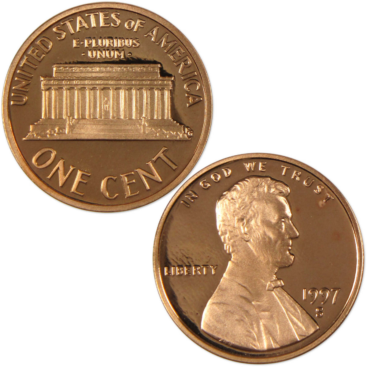 1997 S Lincoln Memorial Cent Proof Penny 1c Coin Collectible