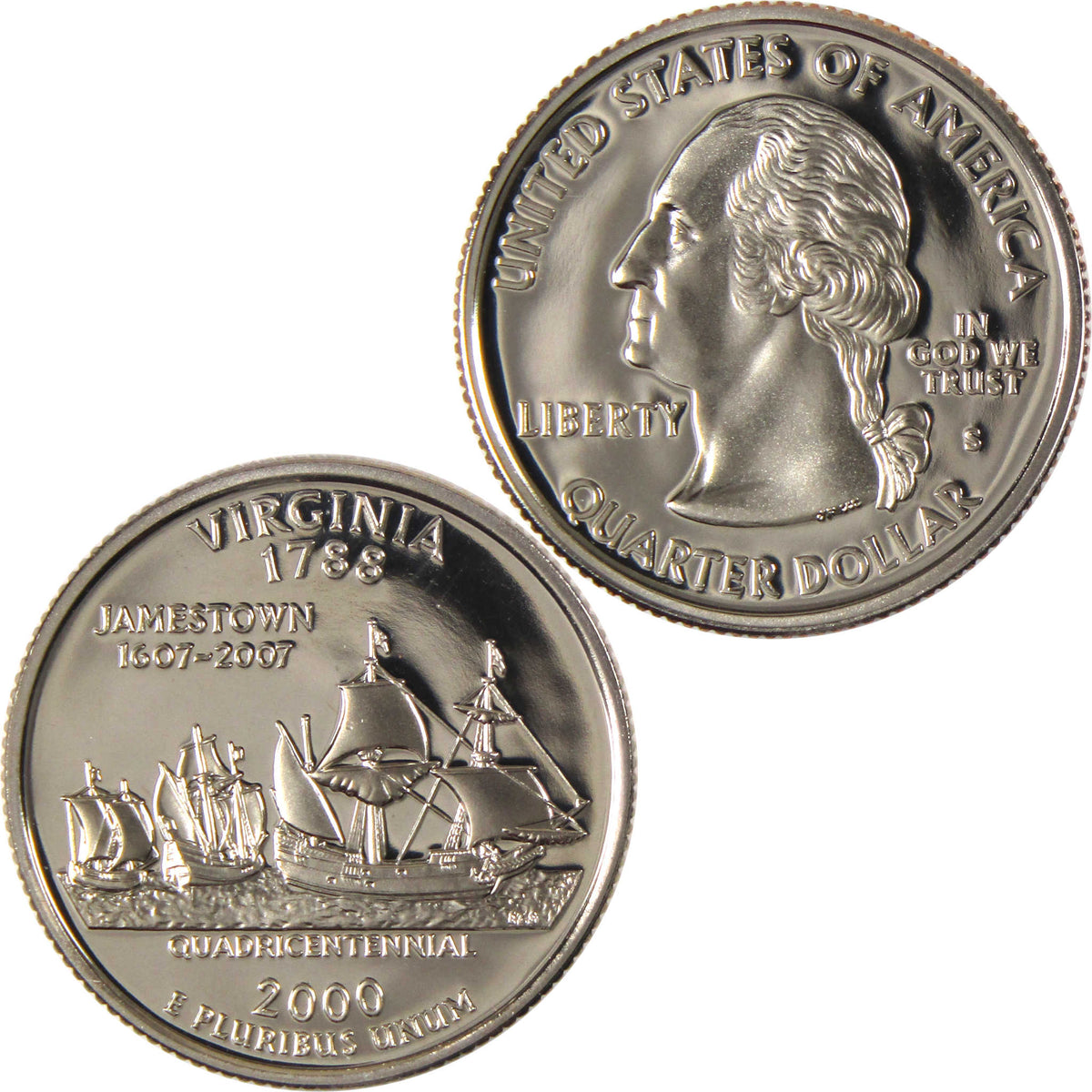 2000 S Virginia State Quarter Clad Proof 25c Coin Collectible