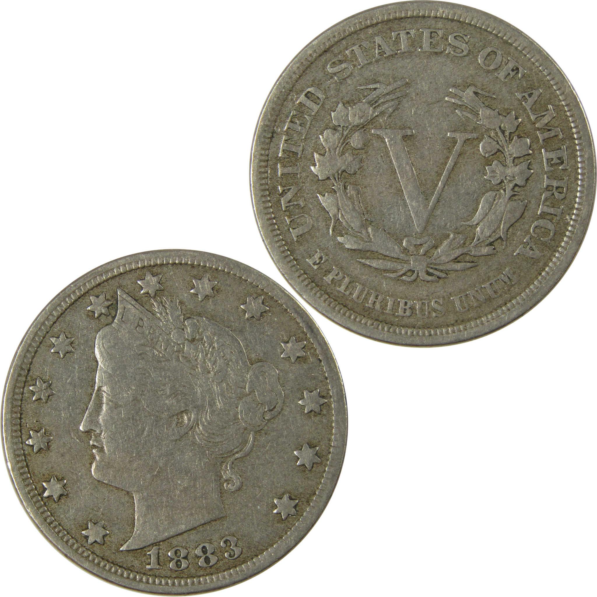1883 No Cents Liberty Head V Nickel VF Very Fine 5c Coin SKU:I26513