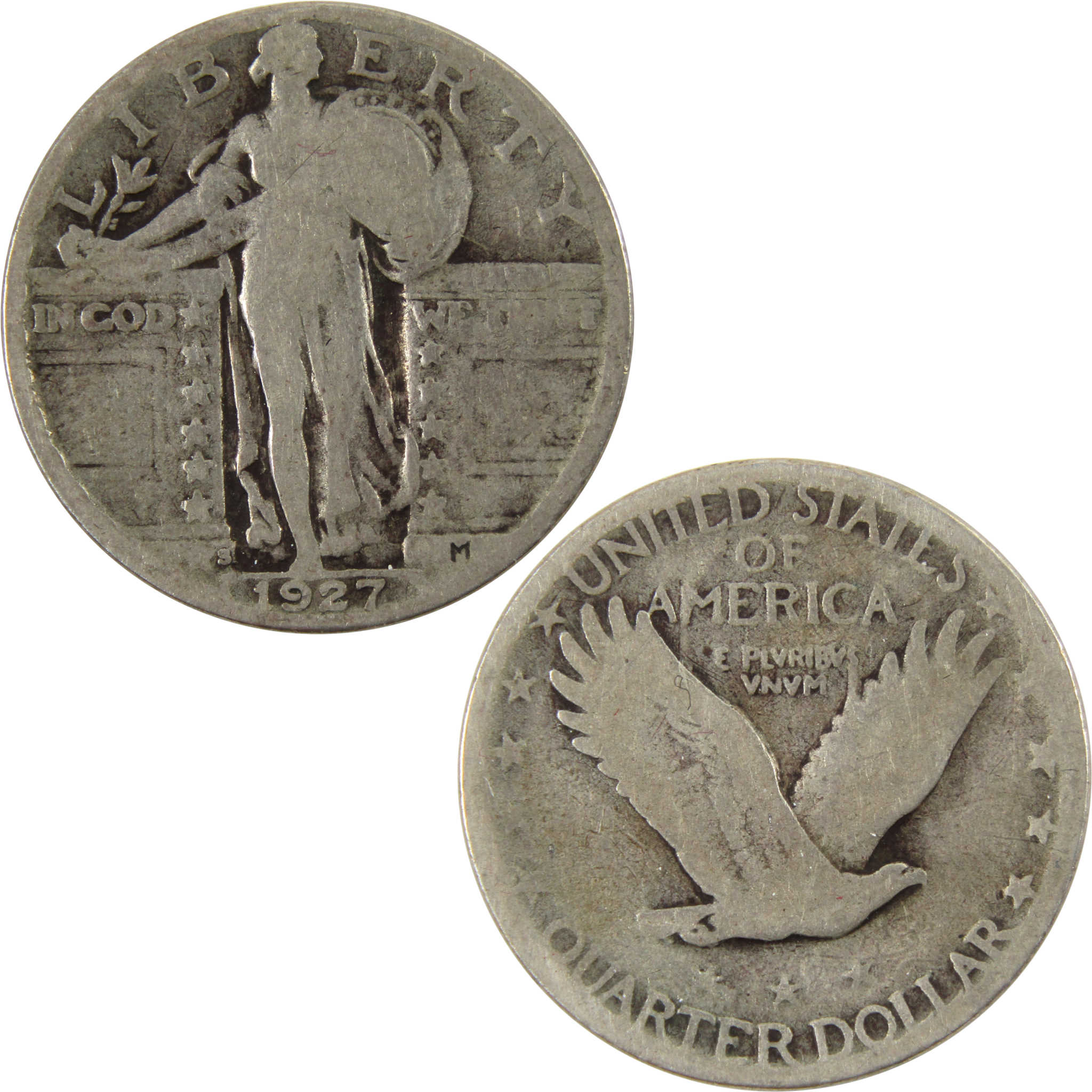 1927 S Standing Liberty Quarter G Good 90% Silver 25c Coin SKU:I9914