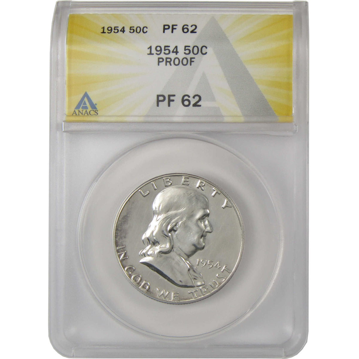 1954 Franklin Silver Half Dollar PF 62 ANACS Proof 50c Coin SKU:I28759