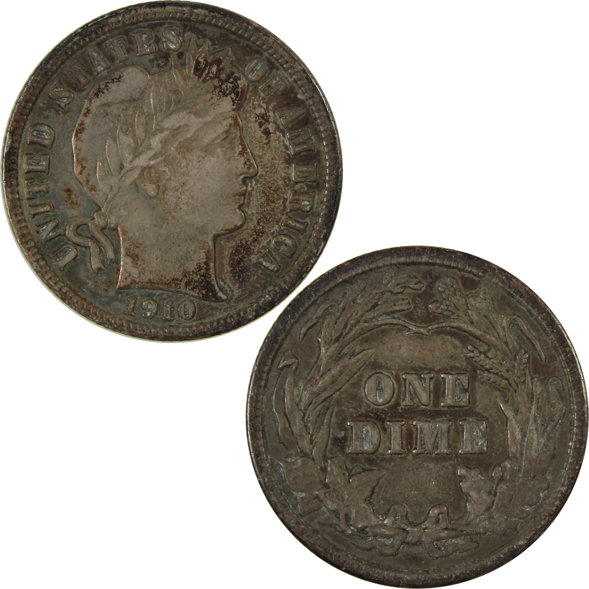 1910 Barber Silver Dime VF Very Fine Details 10c Coin SKU:CP1022
