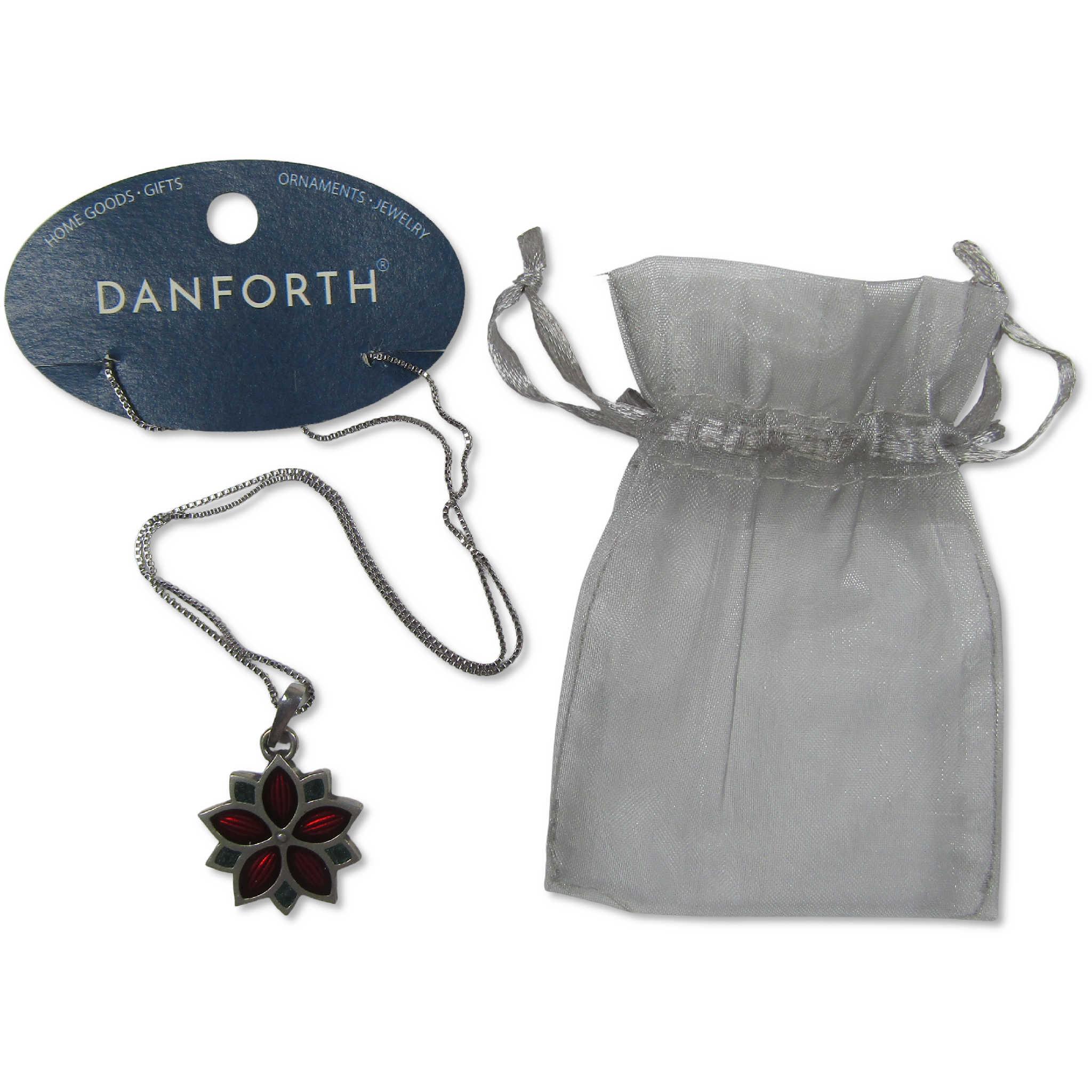 Poinsettia Starburst Pewter Necklace with Sterling Silver Chain