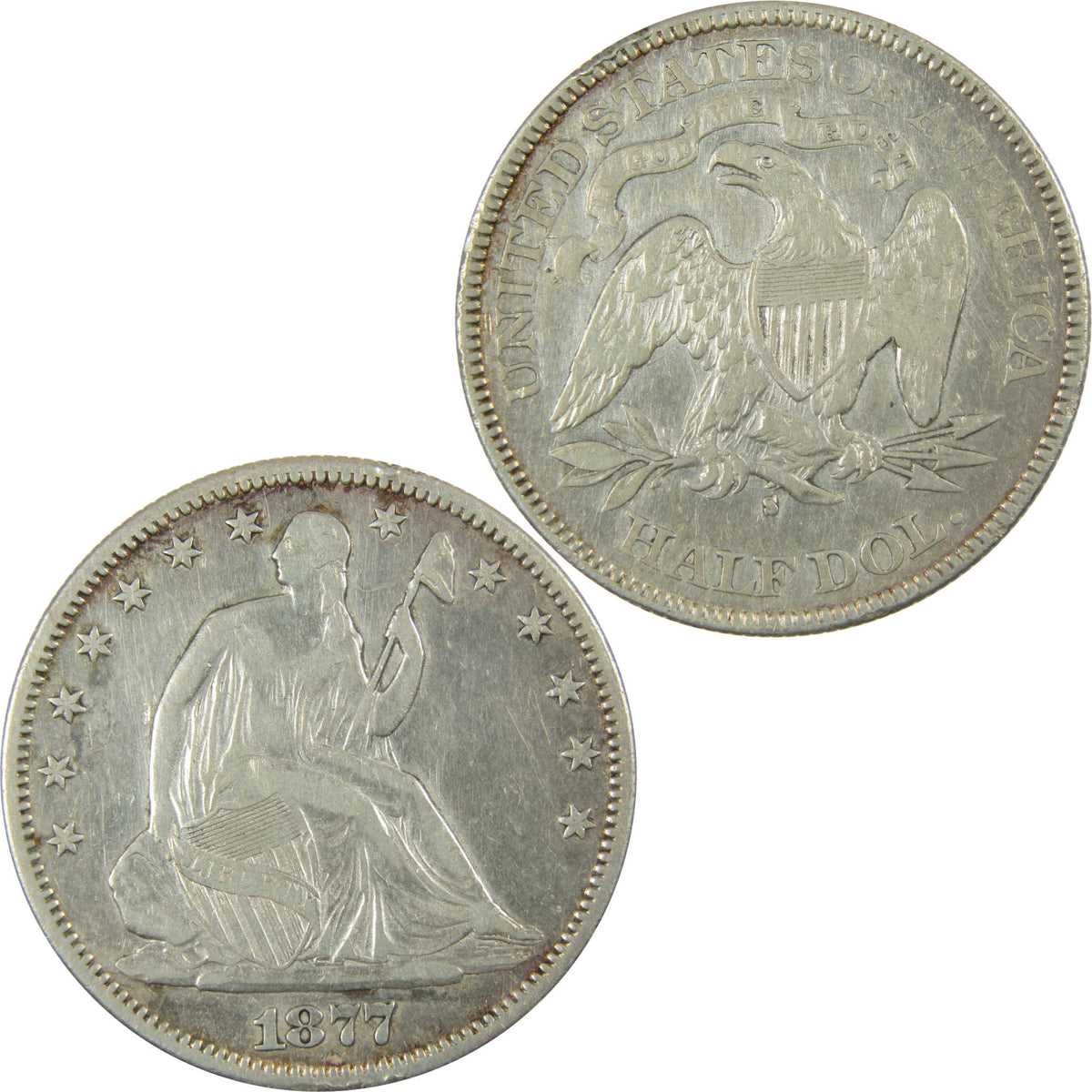 1877 S Seated Liberty Silver 50c VF Very Fine Details SKU:CP1773