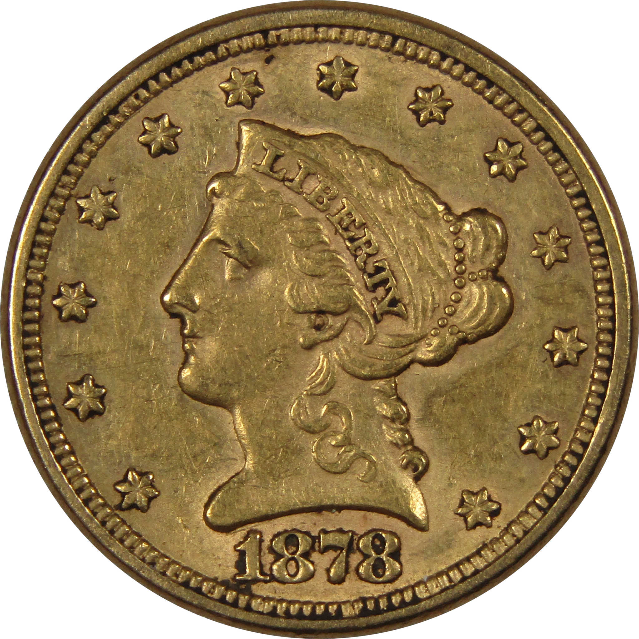 1878 Liberty Head Quarter Eagle AU About Uncirculated Gold SKU:IPC9625