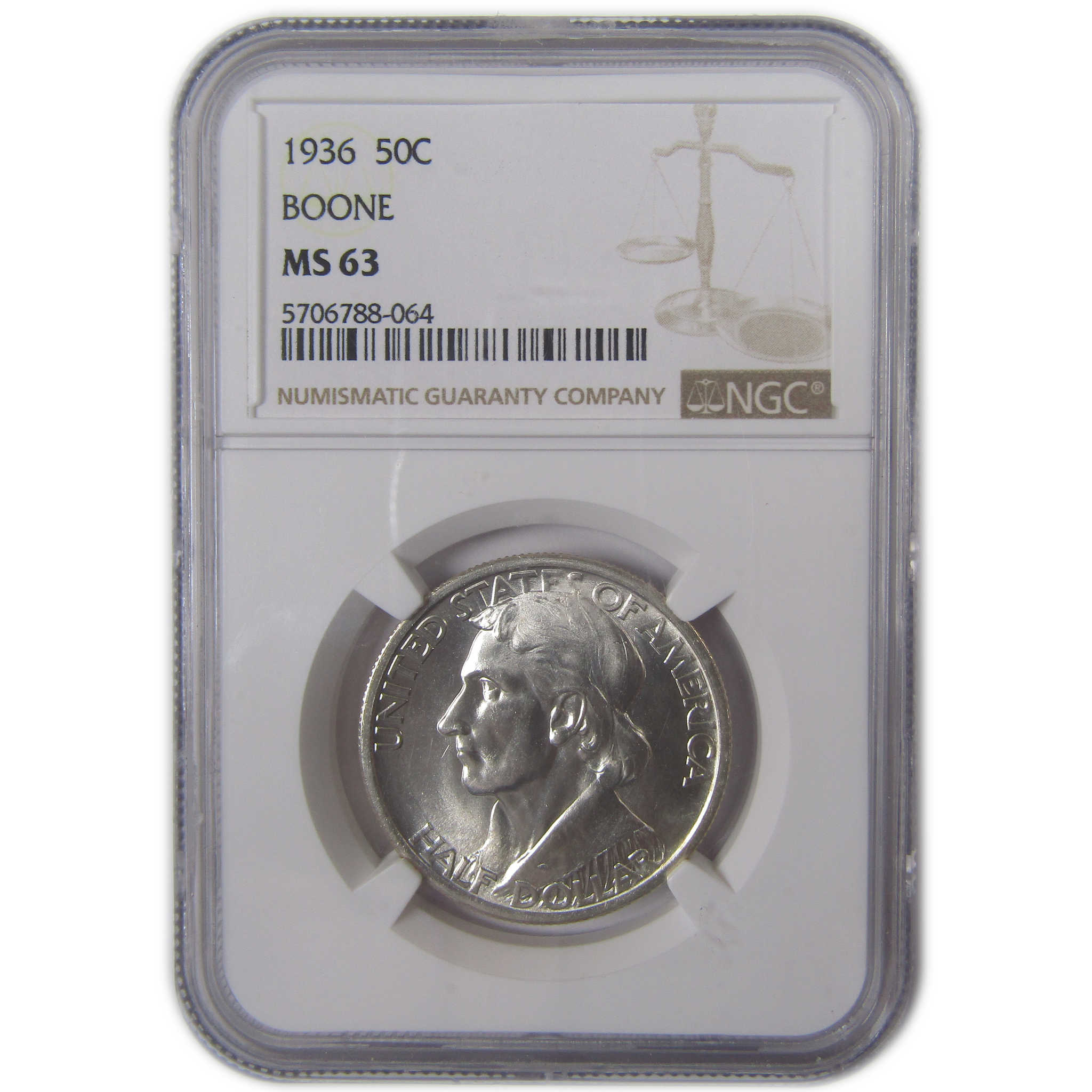 Daniel Boone Commemorative Half Dollar 1936 MS 63 NGC SKU:I17421