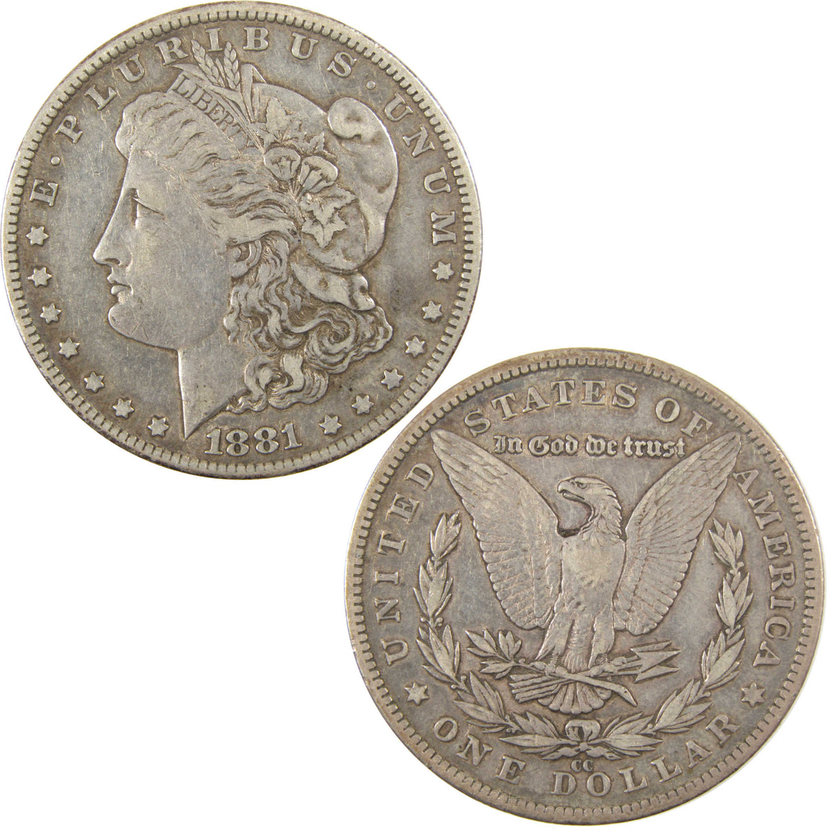 1881 CC Morgan Silver Dollar VF Very Fine $1 Coin SKU:I29315