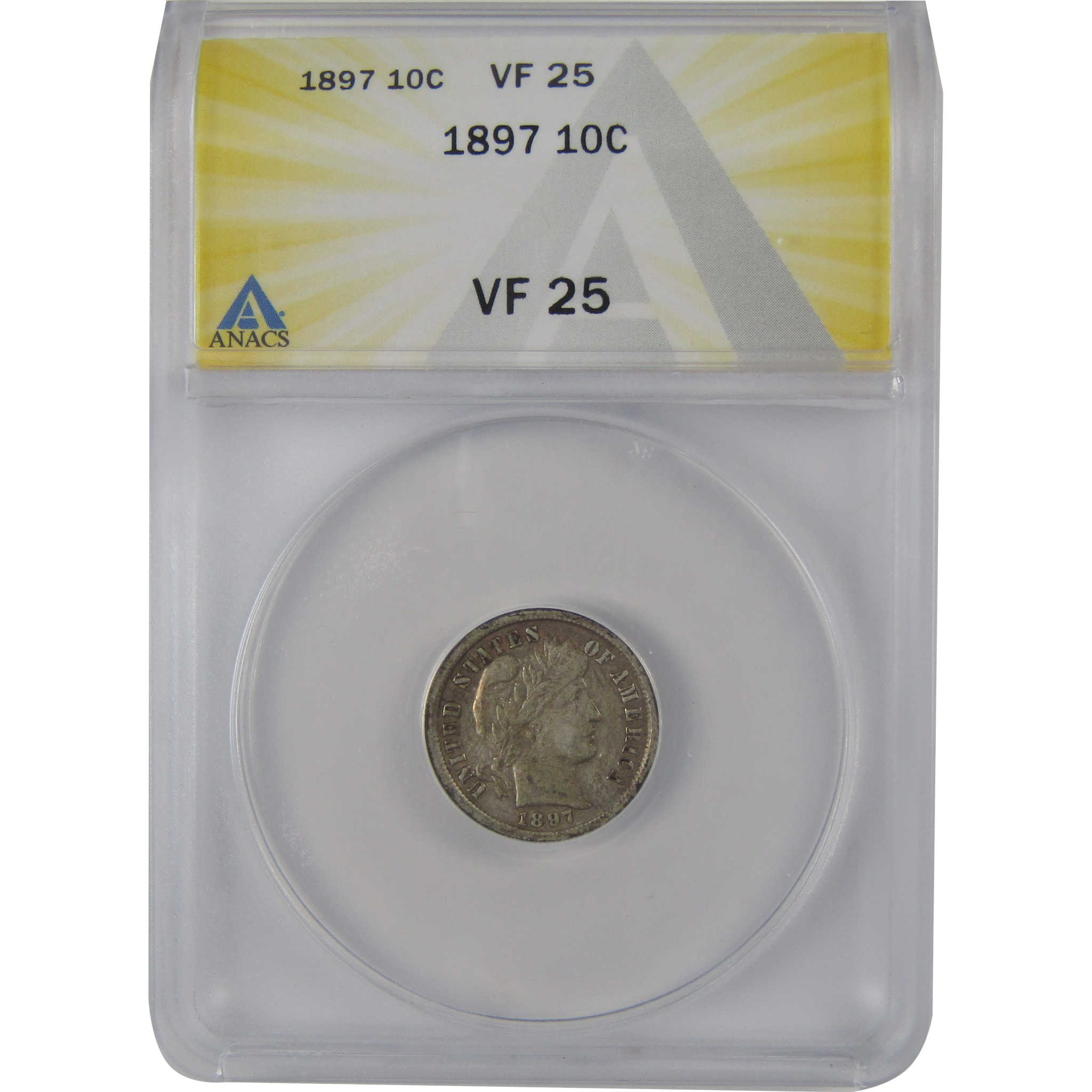 1897 Barber Dime VF 25 ANACS Silver 10c Coin SKU:CP136