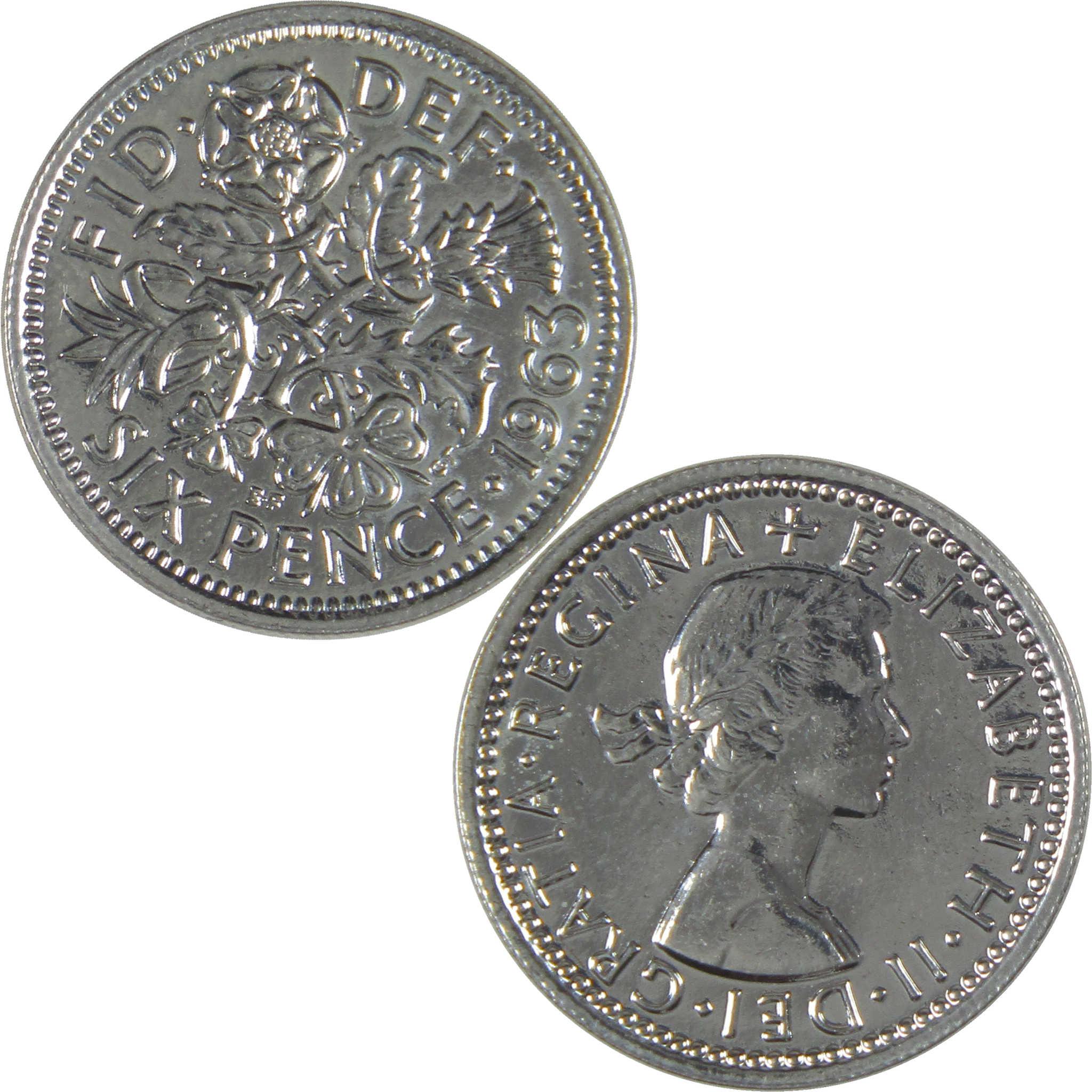 1947-1967 United Kingdom Elizabeth II Silver Plated Sixpence Coin