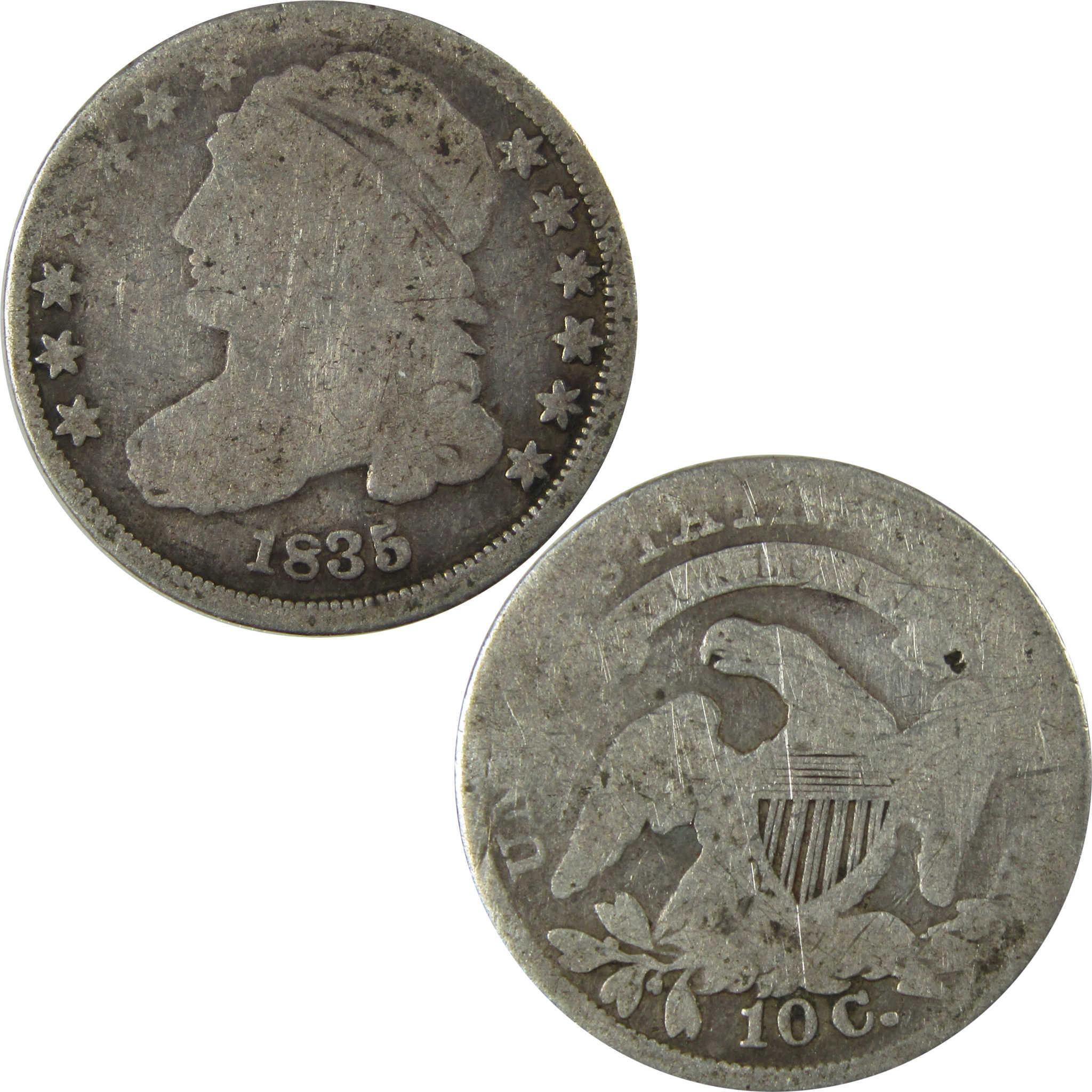 1835 Capped Bust Silver Dime G Good 10c Coin Collectible SKU:I25390