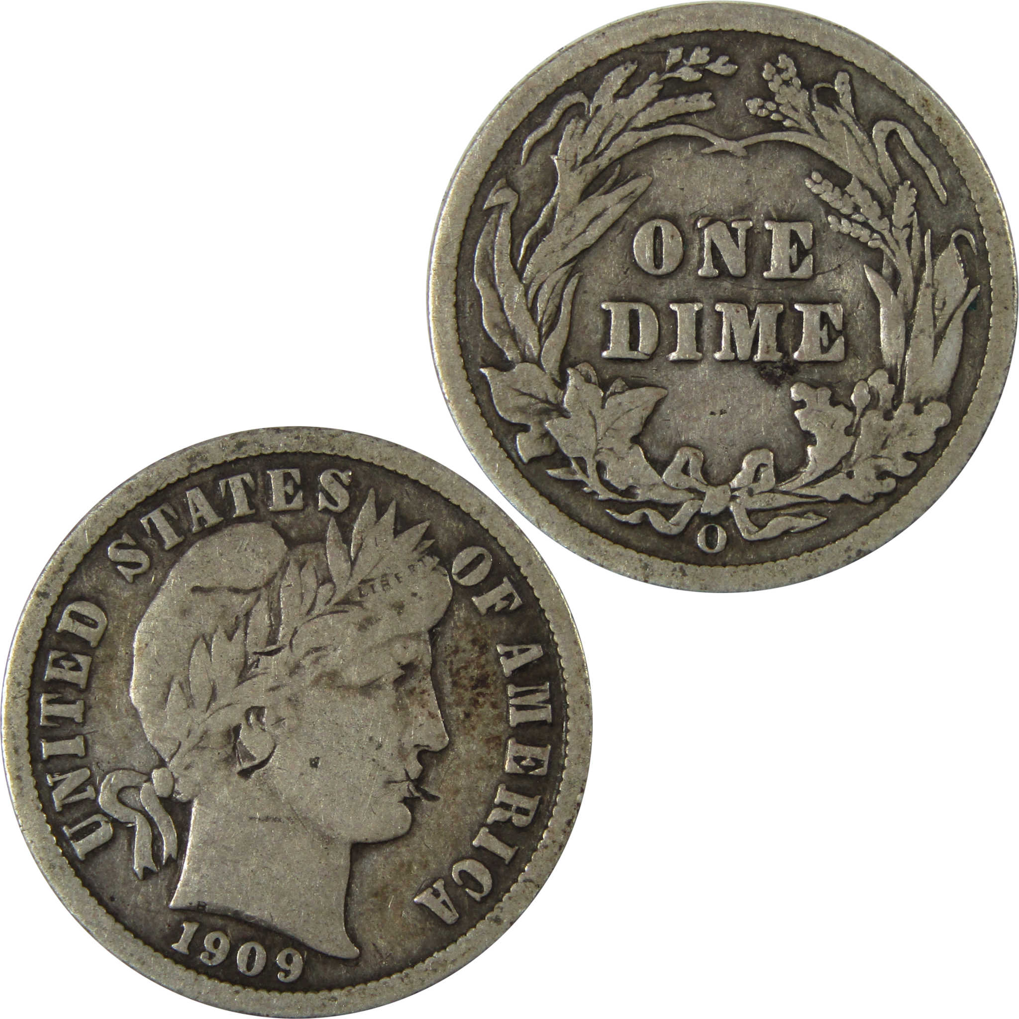 1909 O Barber Silver Dime F Fine Details 10c Coin SKU:CP1009