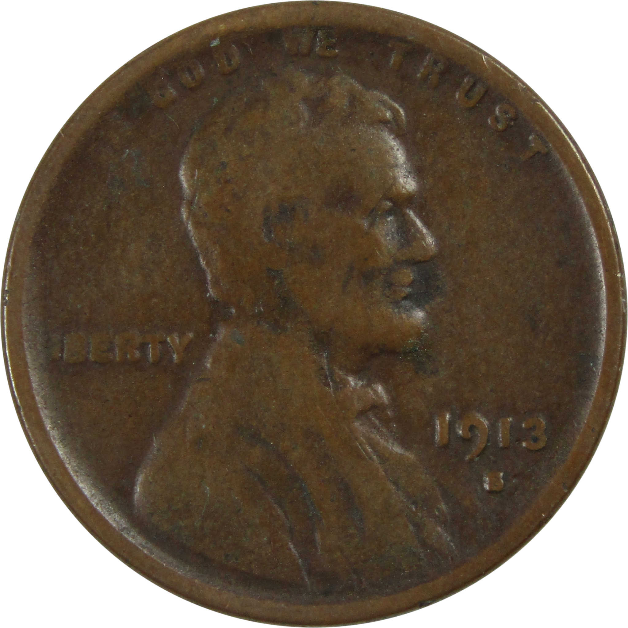 1913 S Lincoln Wheat Cent F Fine Penny 1c Coin SKU:I13482