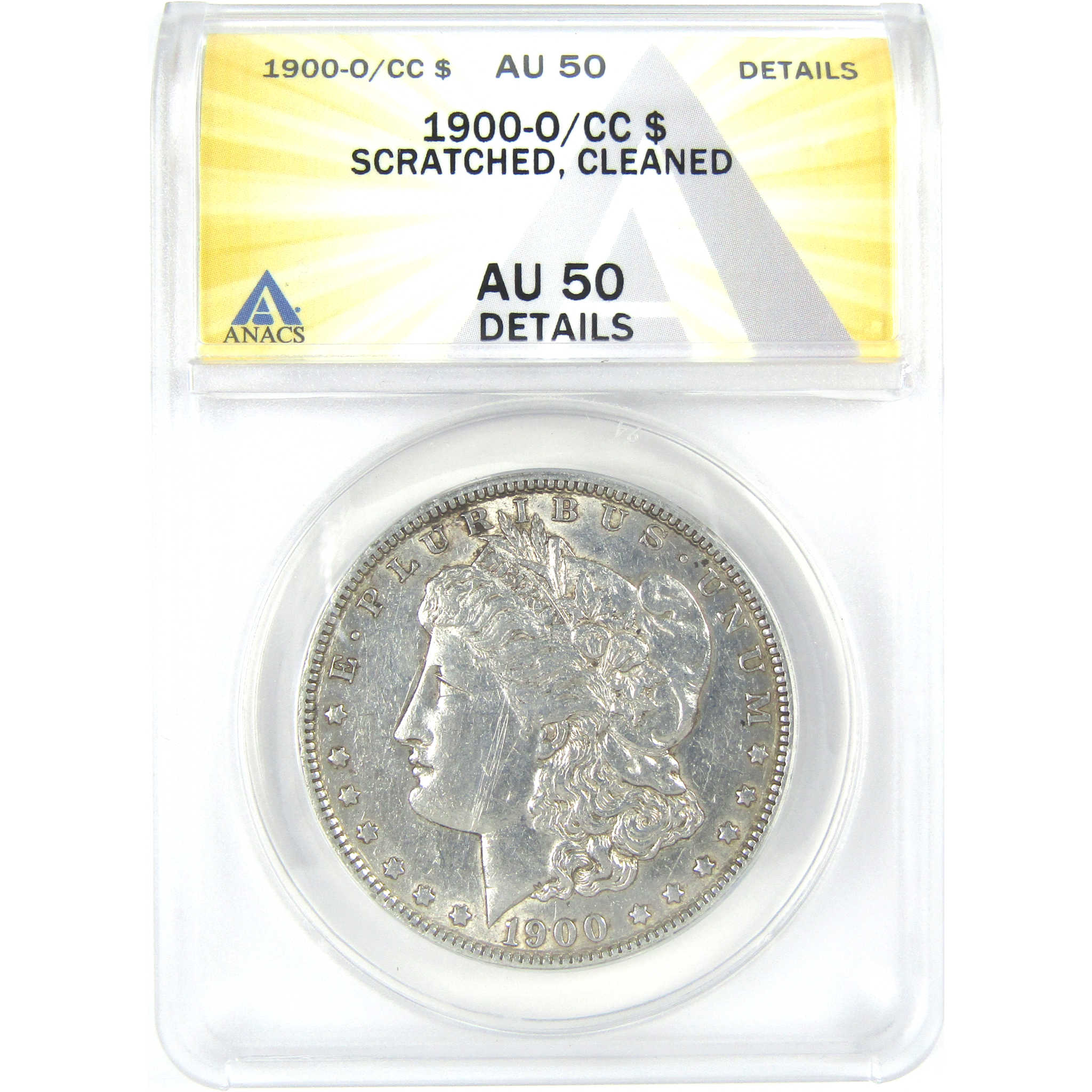 1900 O/CC Morgan Dollar AU 50 Details ANACS Silver $1 Coin SKU:I16226 - Morgan coin - Morgan silver dollar - Morgan silver dollar for sale - Profile Coins &amp; Collectibles