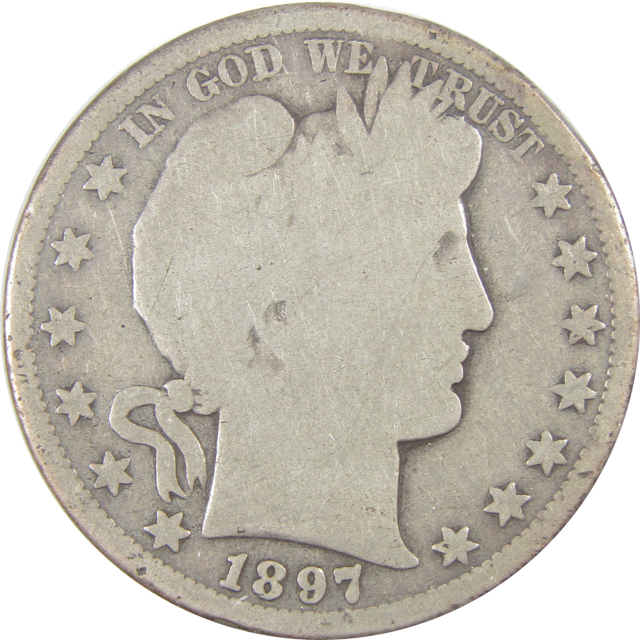 1897 S Barber Half Dollar AG About Good Silver 50c Coin SKU:I16725