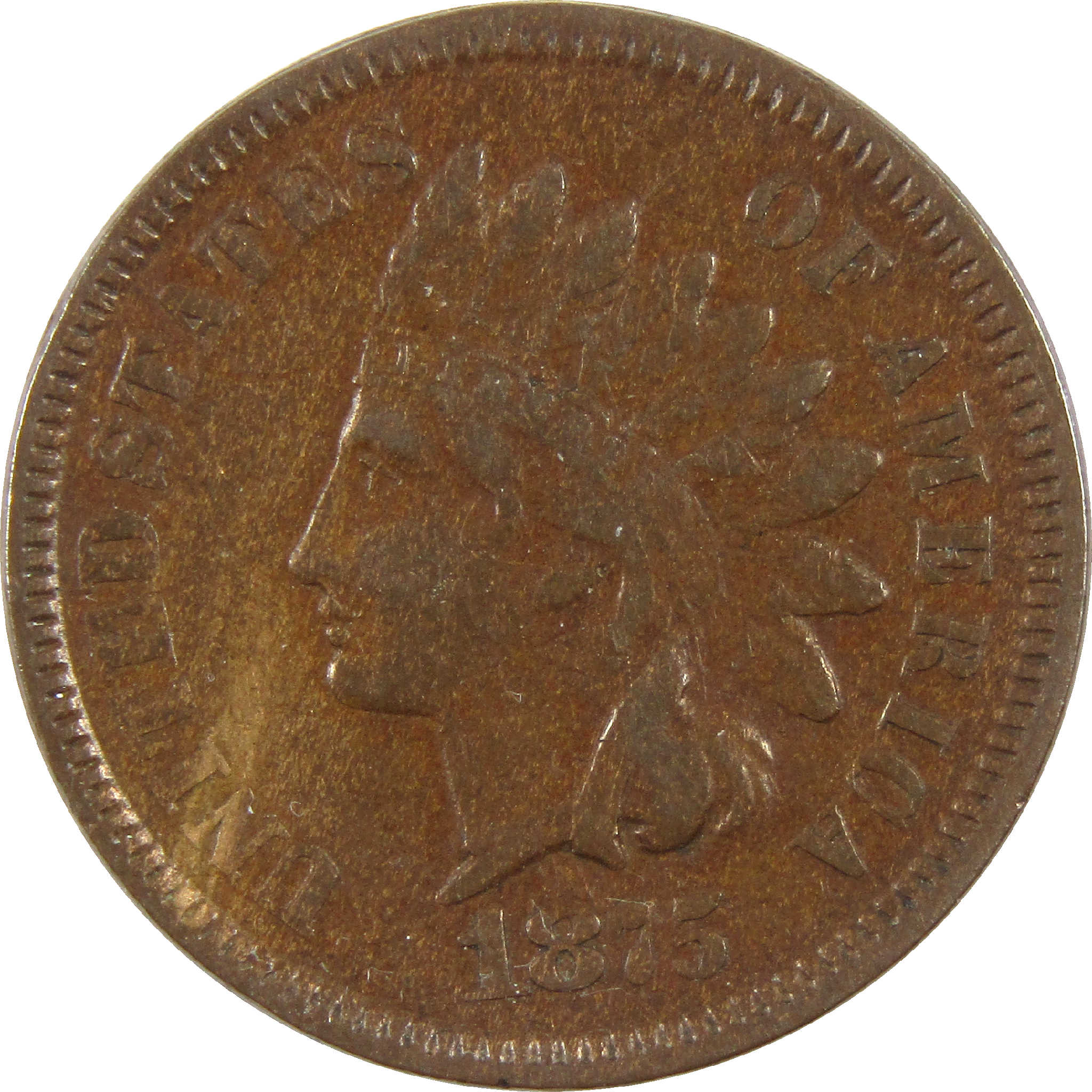 1875 Indian Head Cent F Fine Penny 1c Coin SKU:I11467