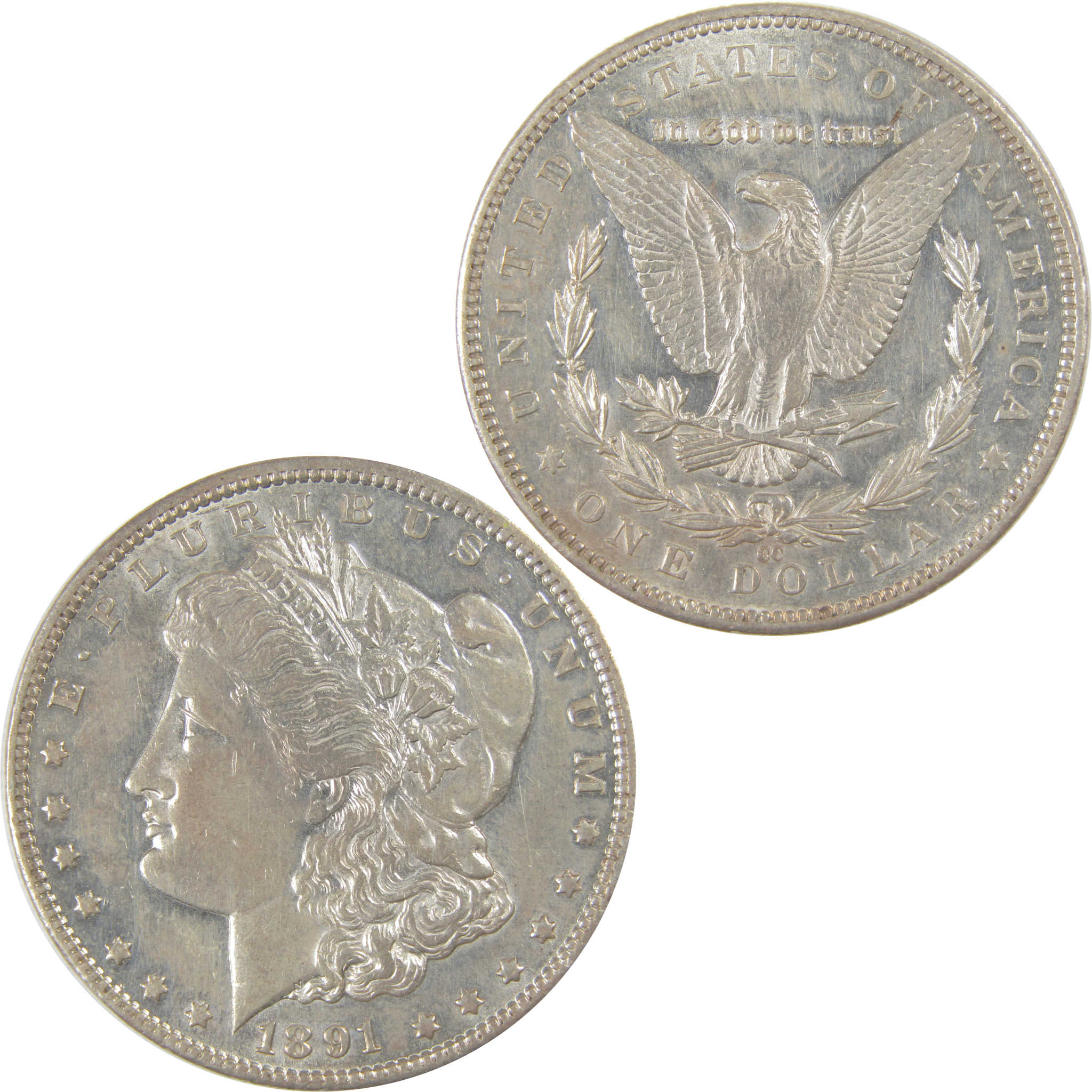 1891 CC Morgan Dollar AU About Uncirculated Silver $1 Coin SKU:I23429