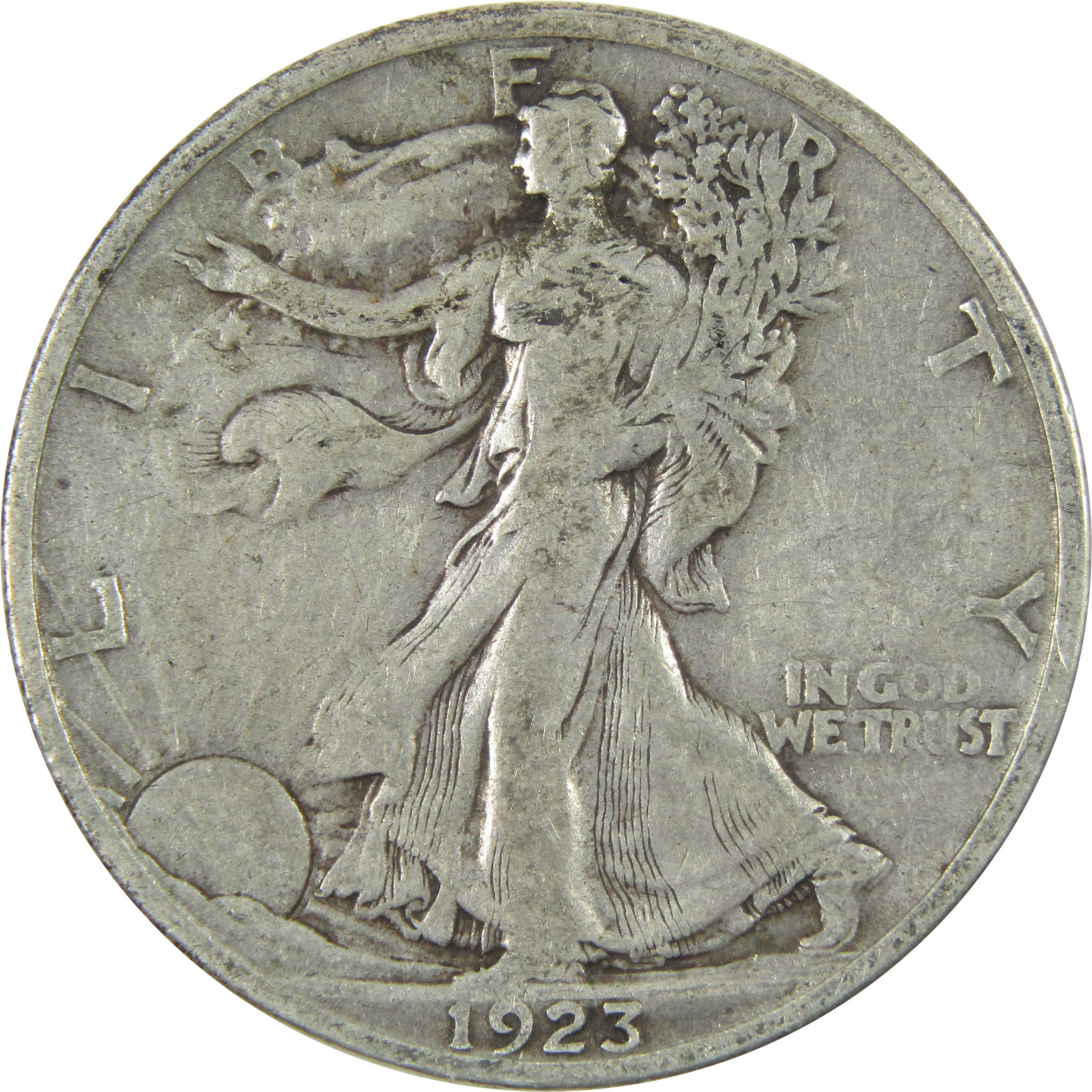 1923 S Liberty Walking Half Dollar F Fine Silver 50c Coin SKU:I14815