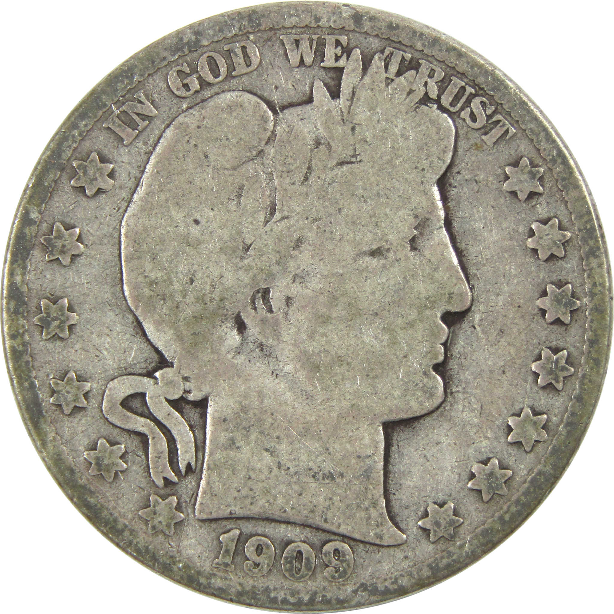 1909 S Barber Half Dollar AG About Good Silver 50c Coin SKU:I13303