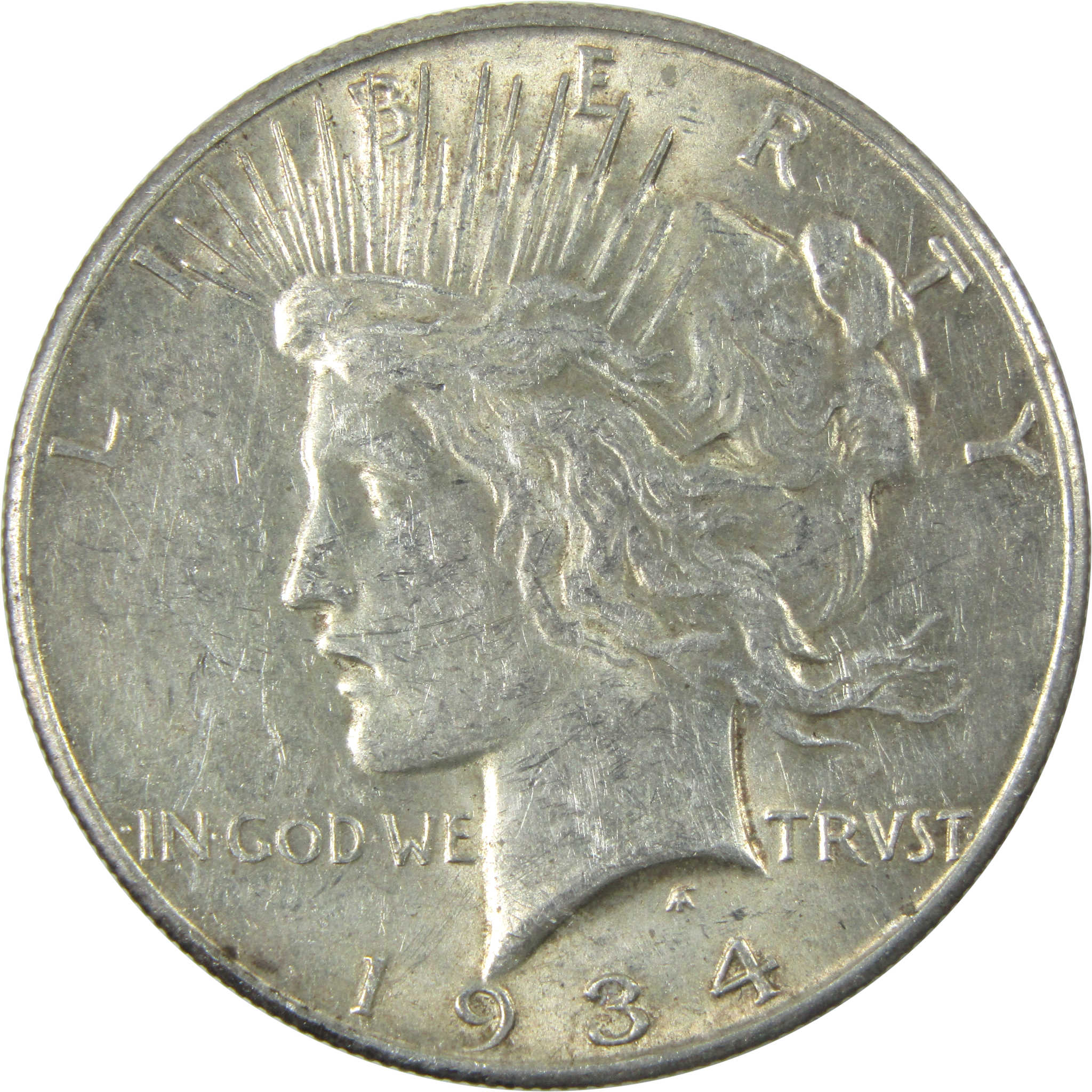 1934 S Peace Dollar AU About Uncirculated Silver $1 Coin SKU:I14616