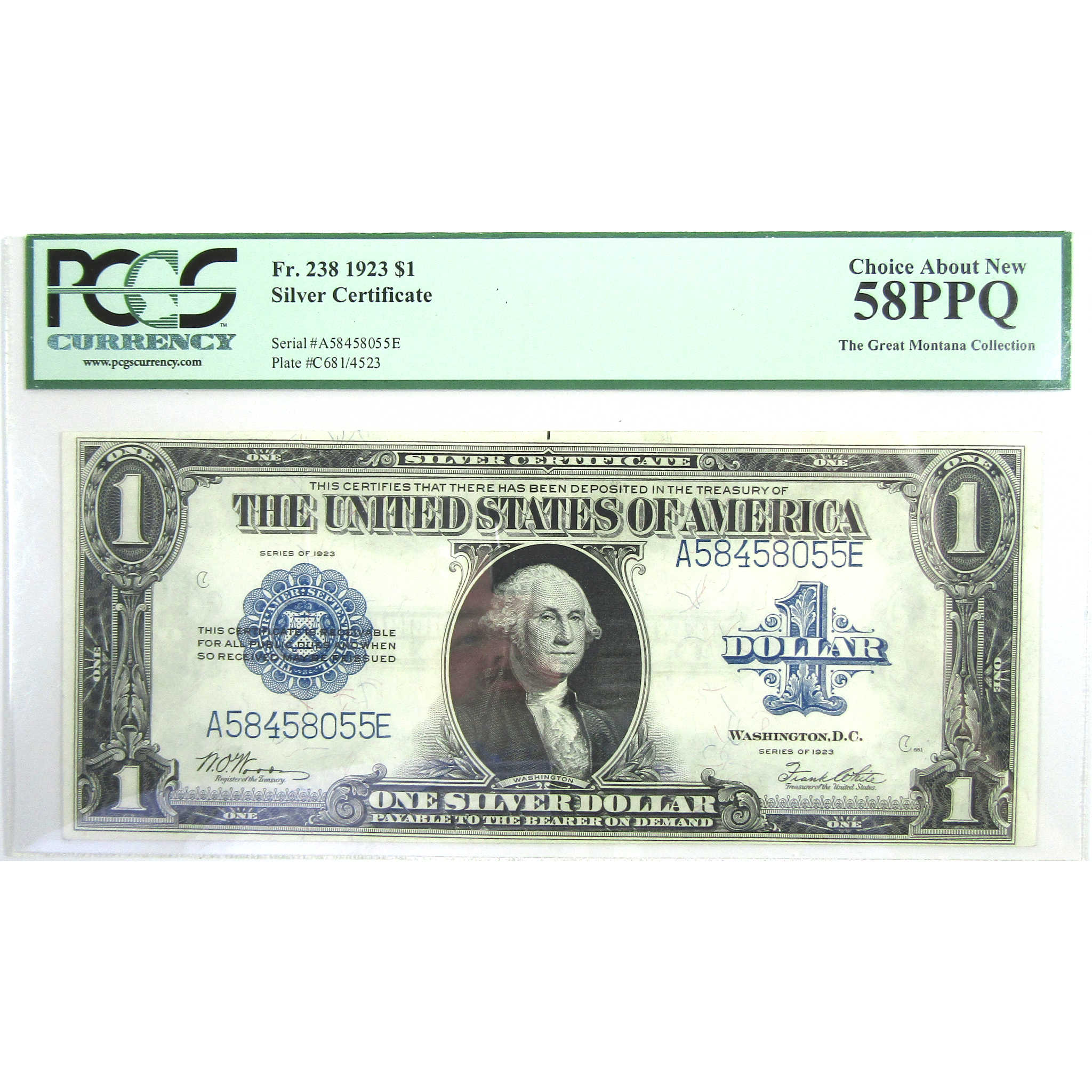 1923 $1 Silver Certificate 2 Piece Consecutive Serial Set 58 PPQ PCGS